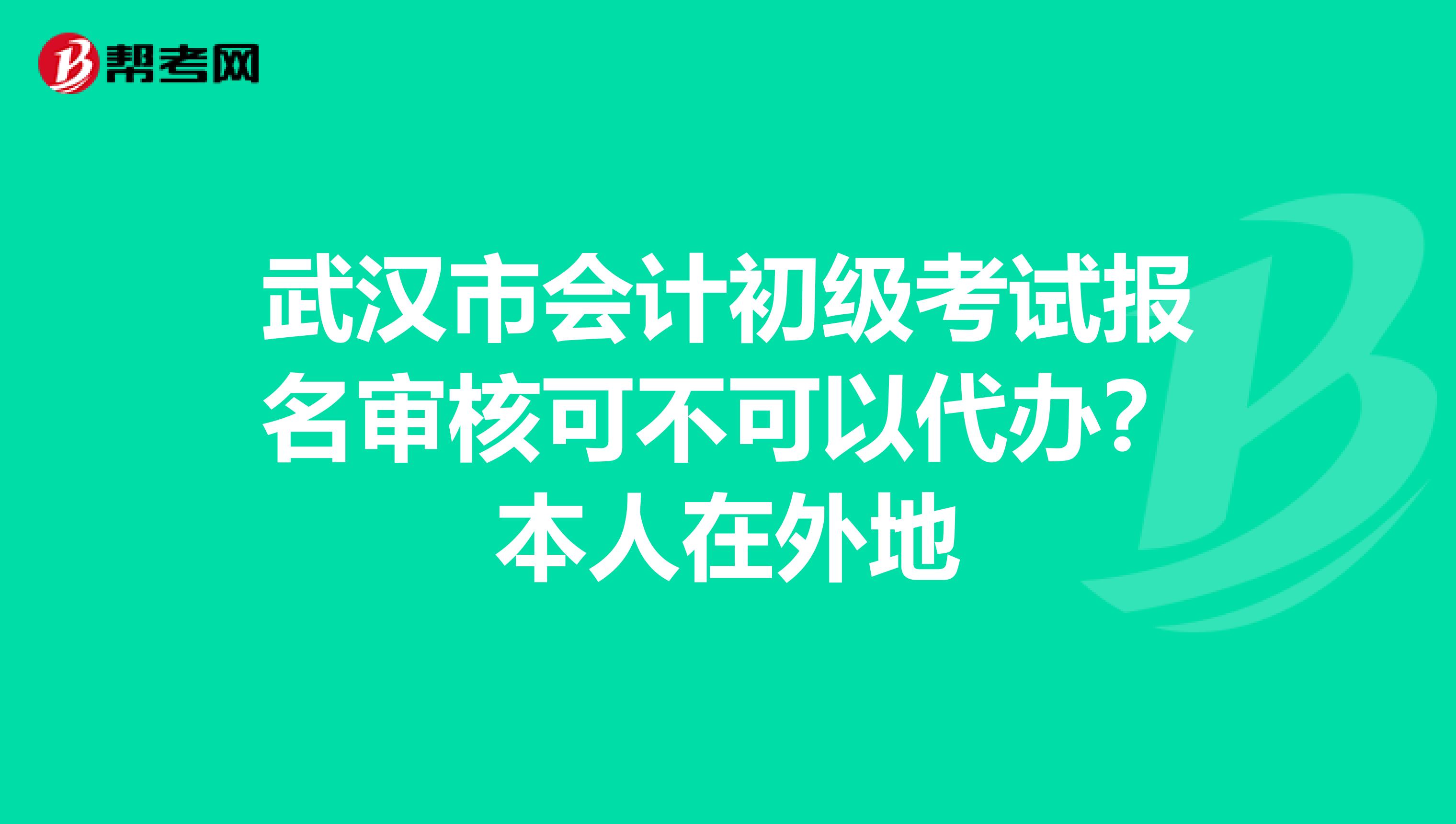 武汉市会计初级考试报名审核可不可以代办?本人在外地