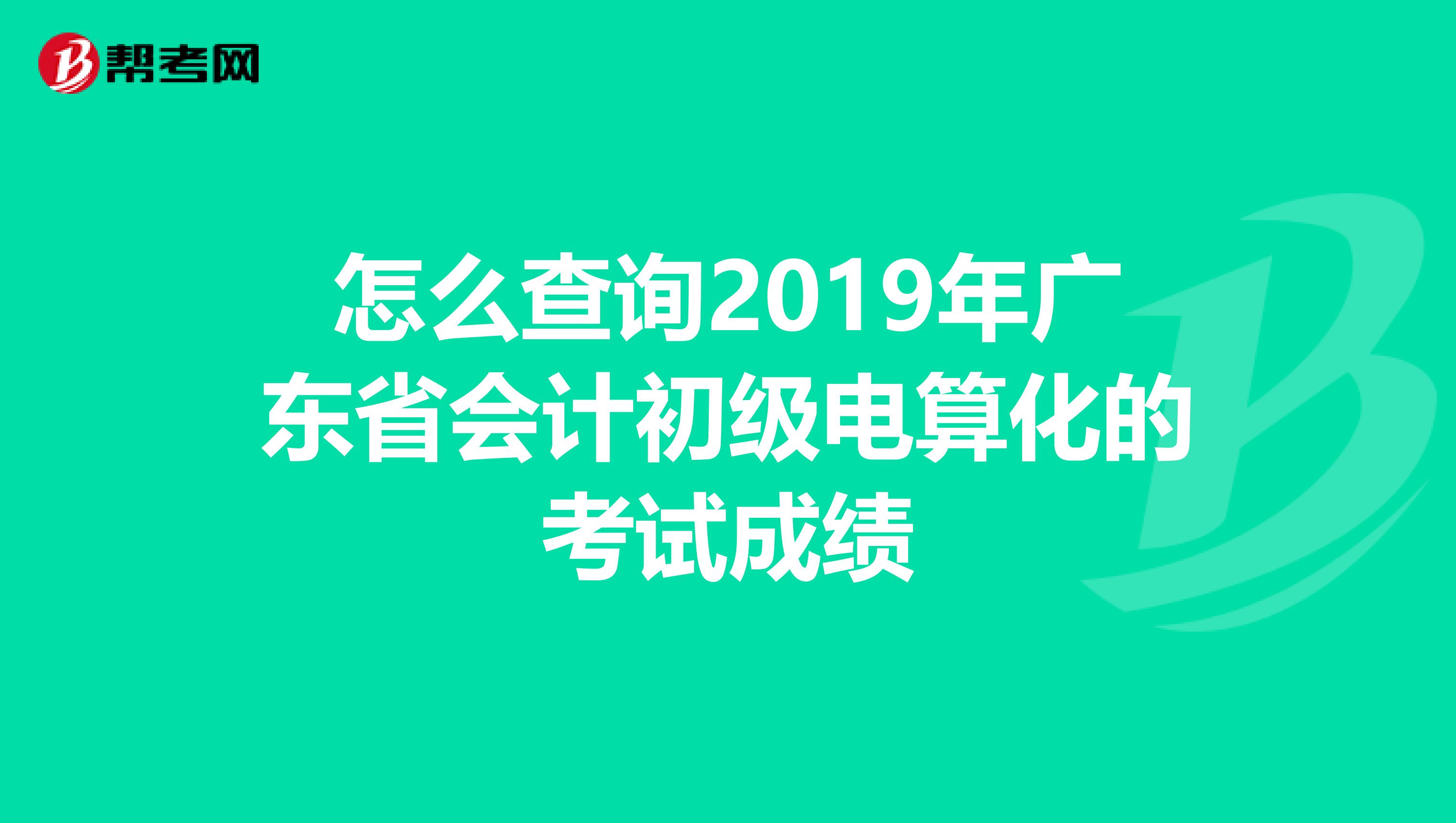 怎么查询2019年广东省会计初级电算化的考试成绩