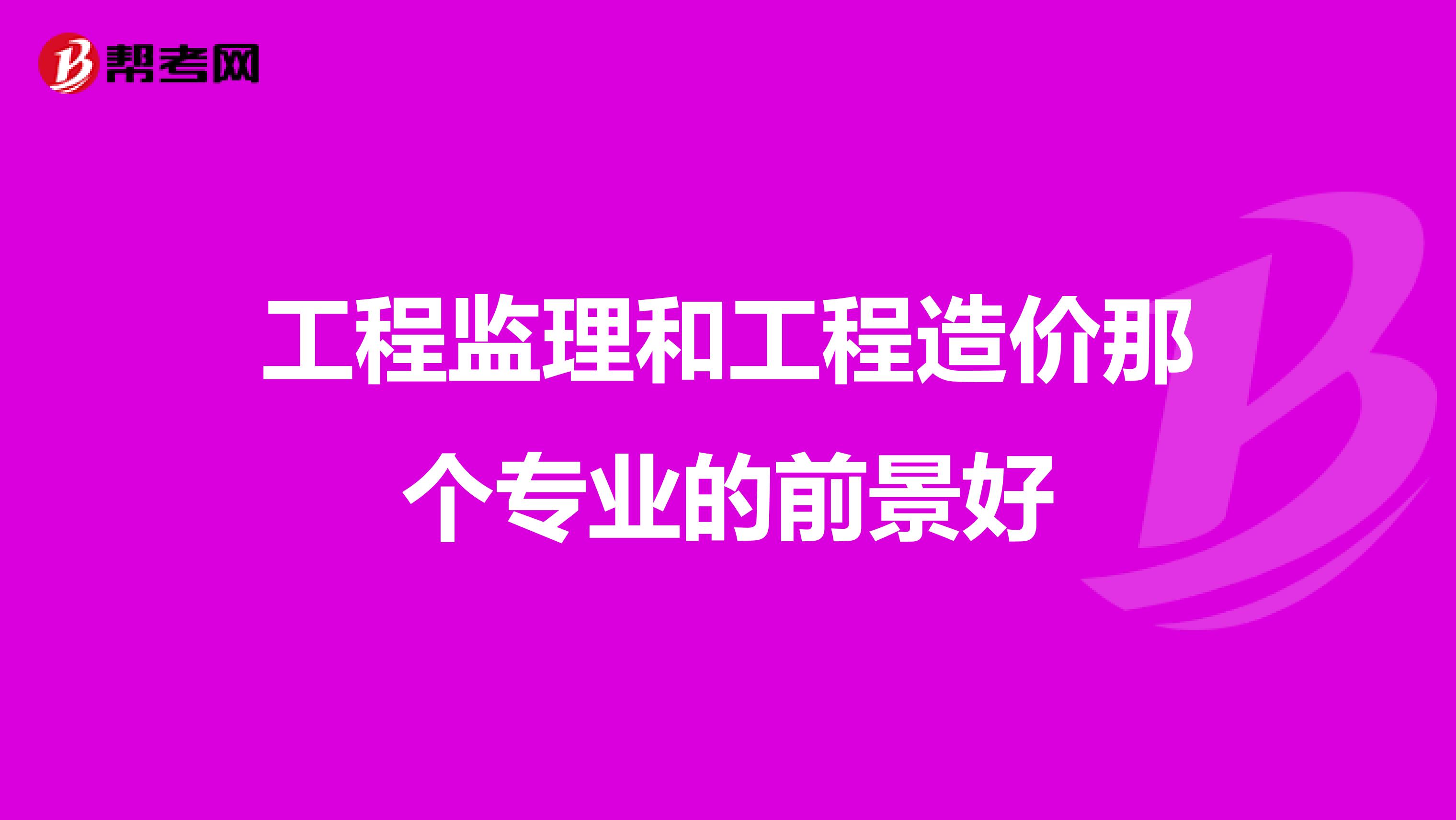 工程监理和工程造价那个专业的前景好