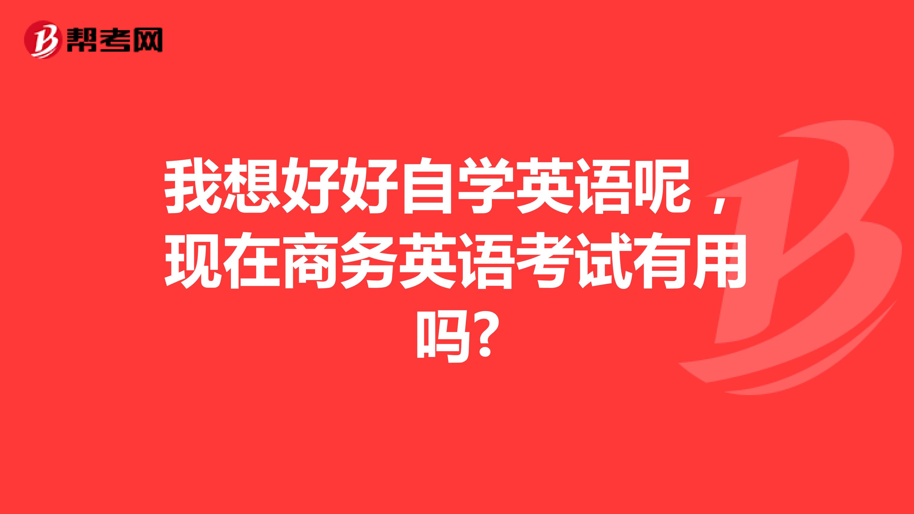 我想好好自学英语呢,现在商务英语考试有用吗?