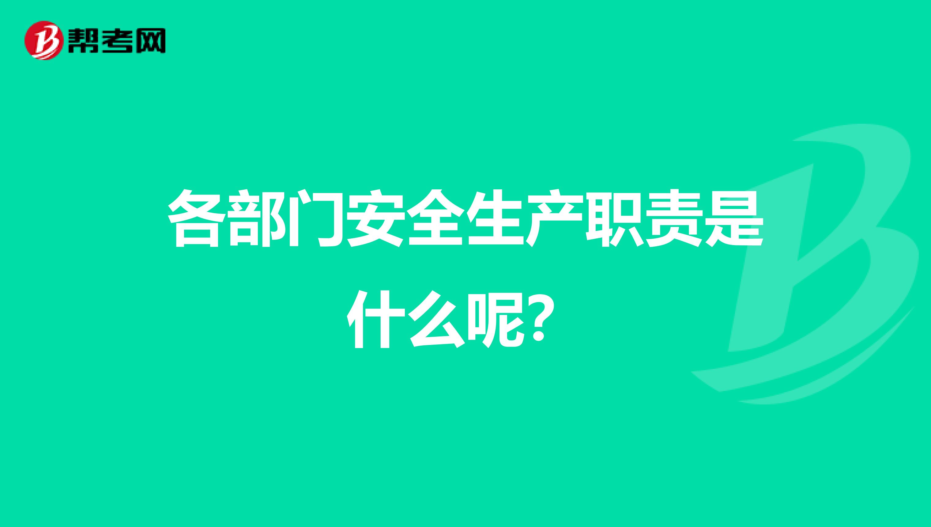 各部门安全生产职责是什么呢？