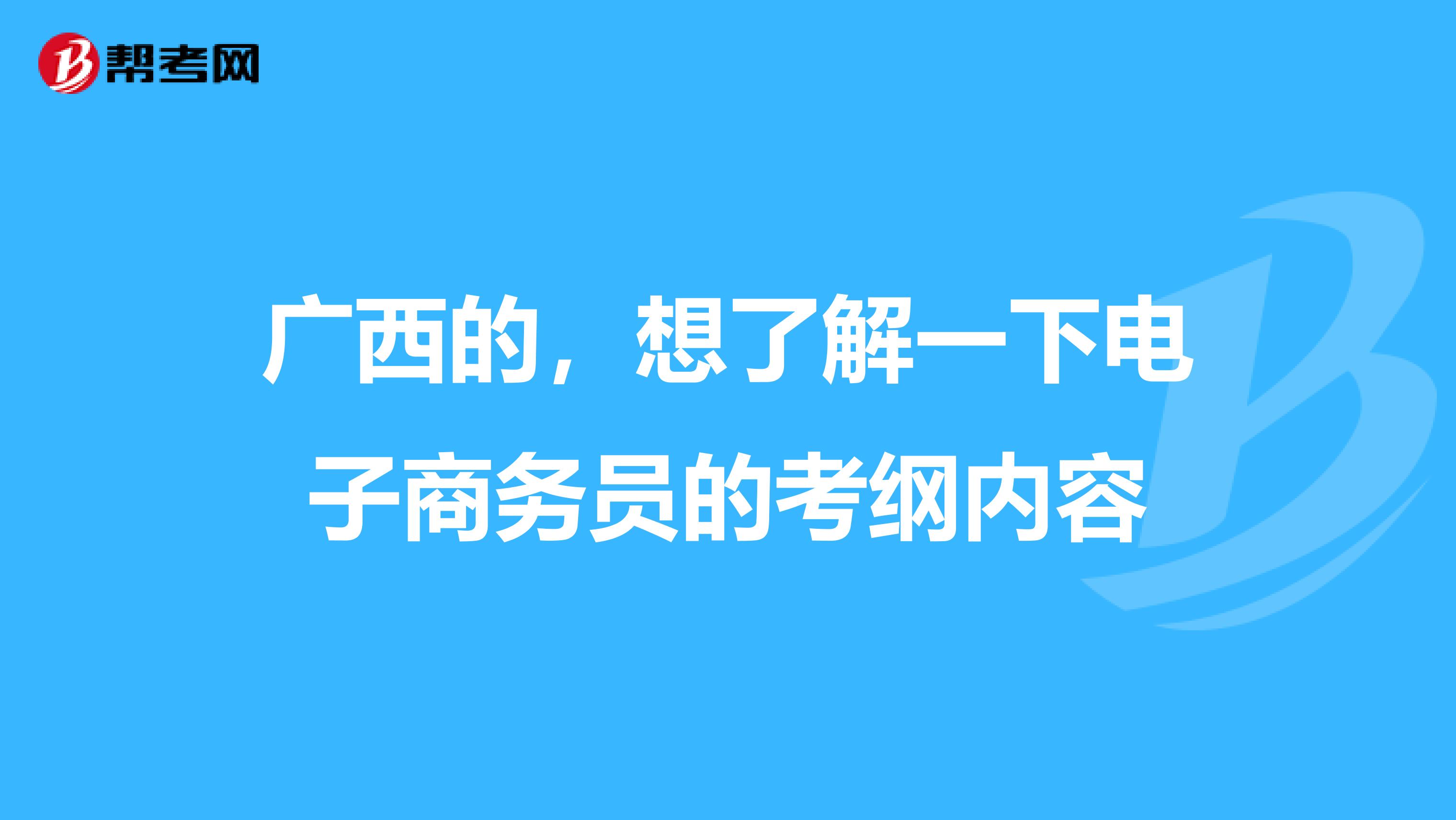 广西的，想了解一下电子商务员的考纲内容