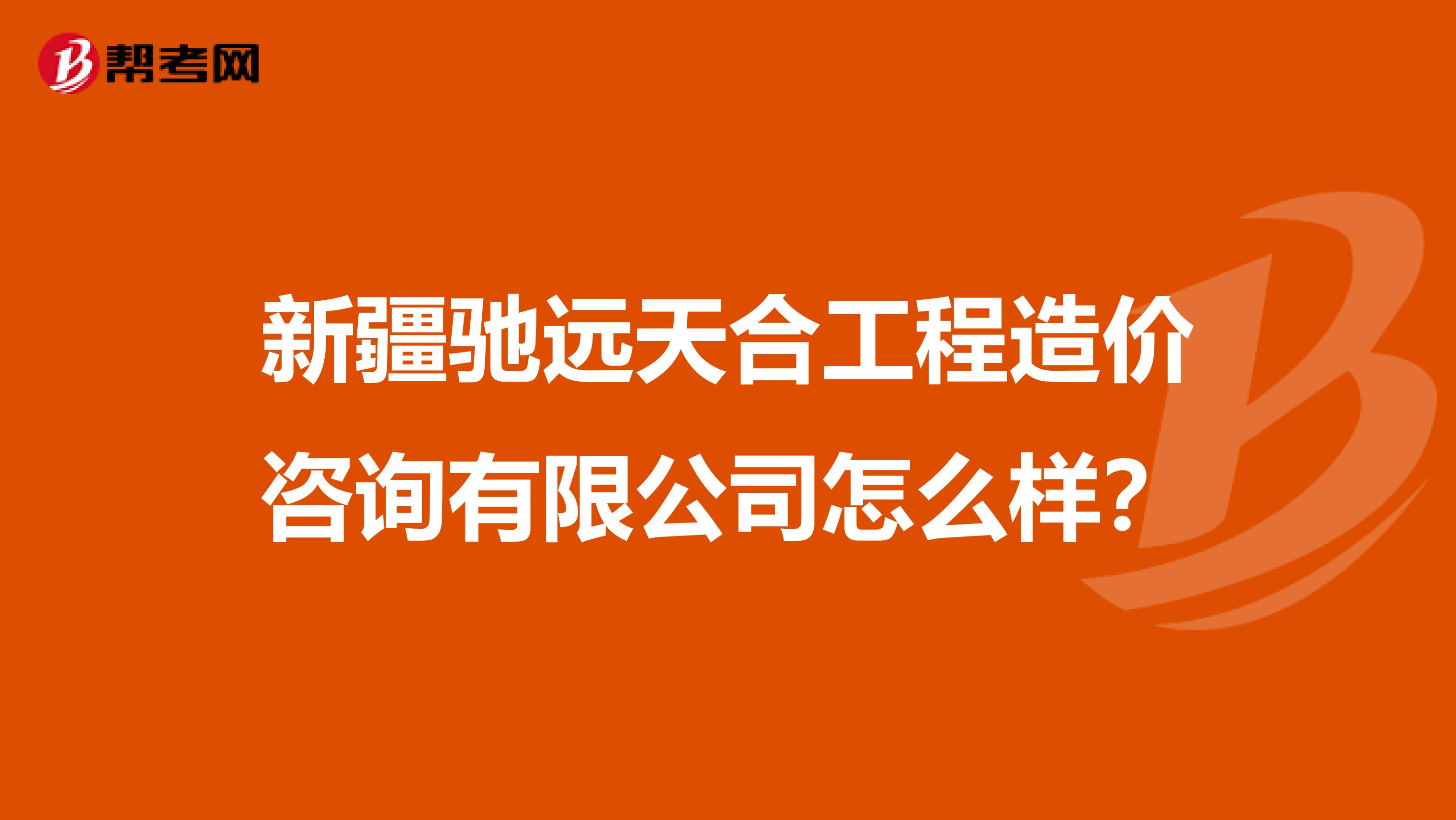新疆驰远天合工程造价咨询有限公司怎么样？