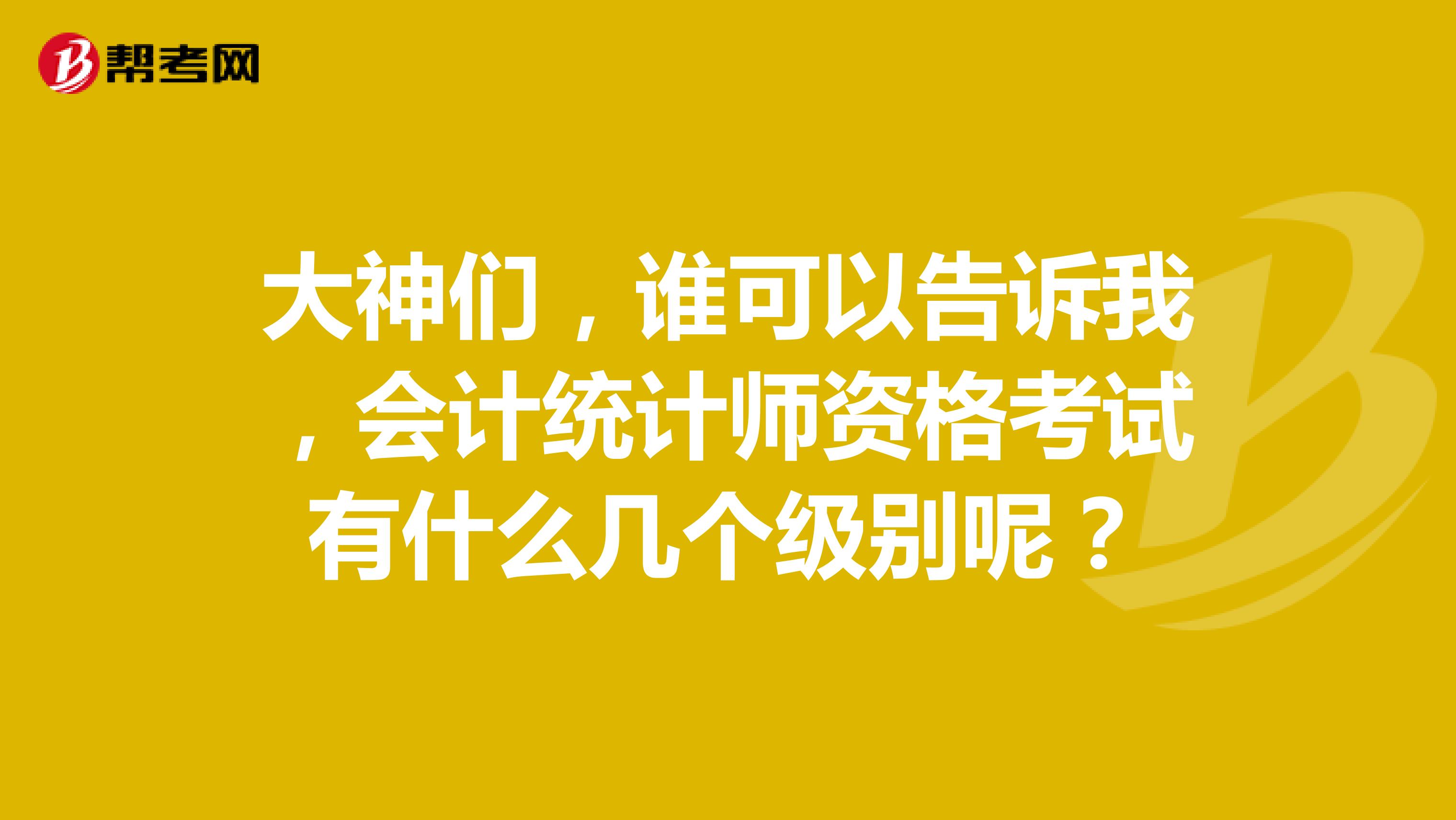 大神们，谁可以告诉我，会计统计师资格考试有什么几个级别呢？