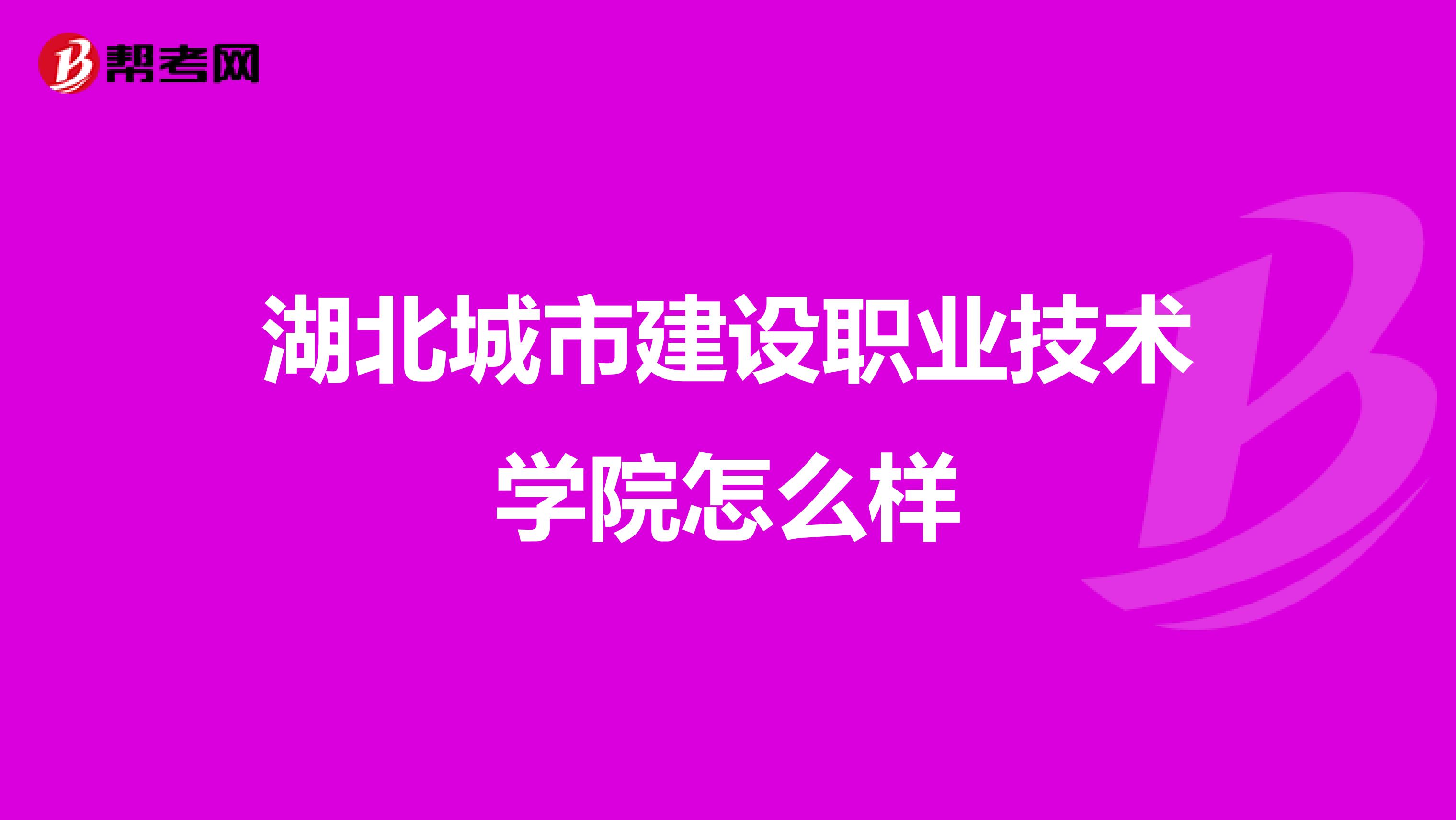 湖北城市建设职业技术学院怎么样