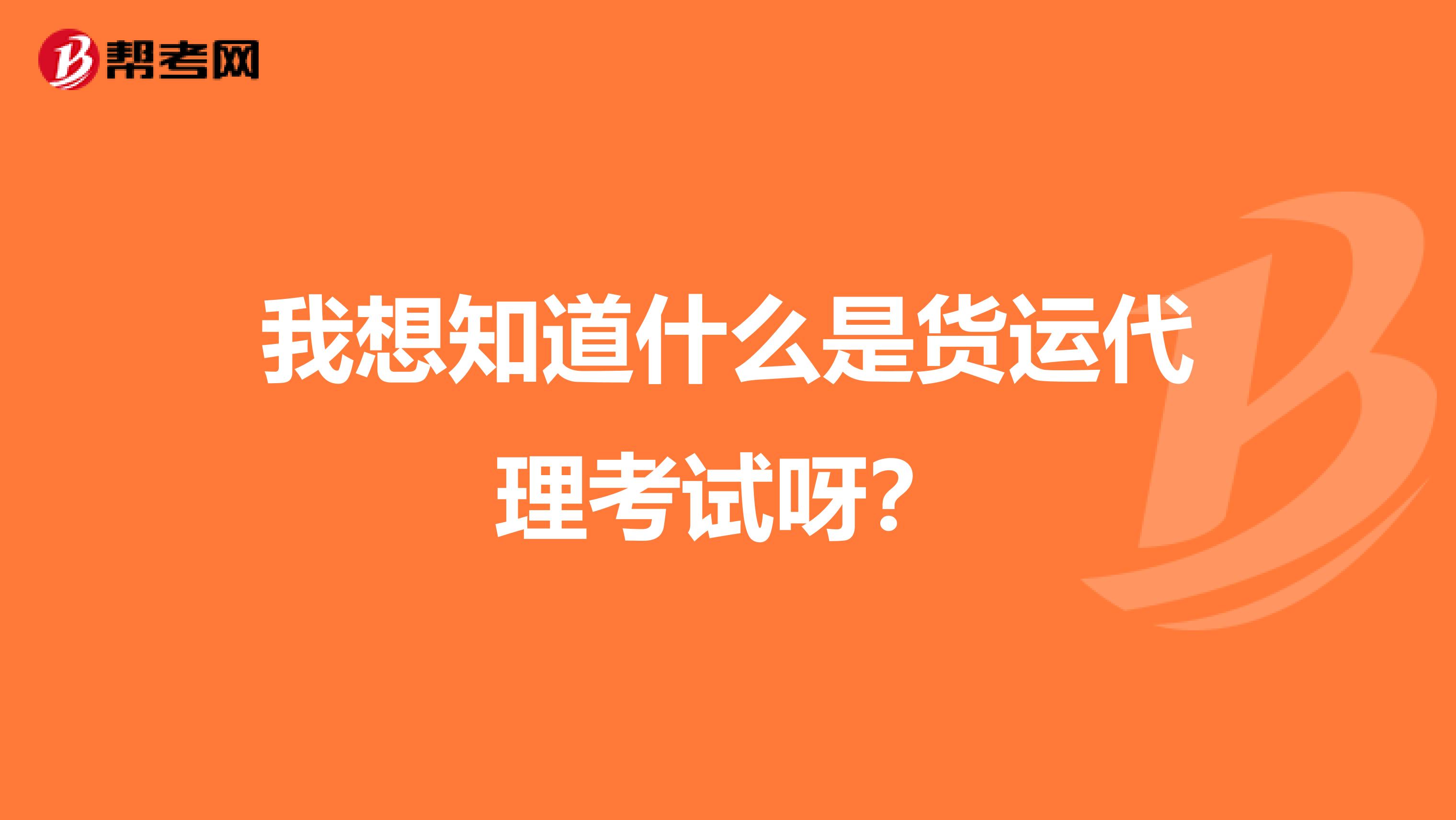 我想知道什么是货运代理考试呀？