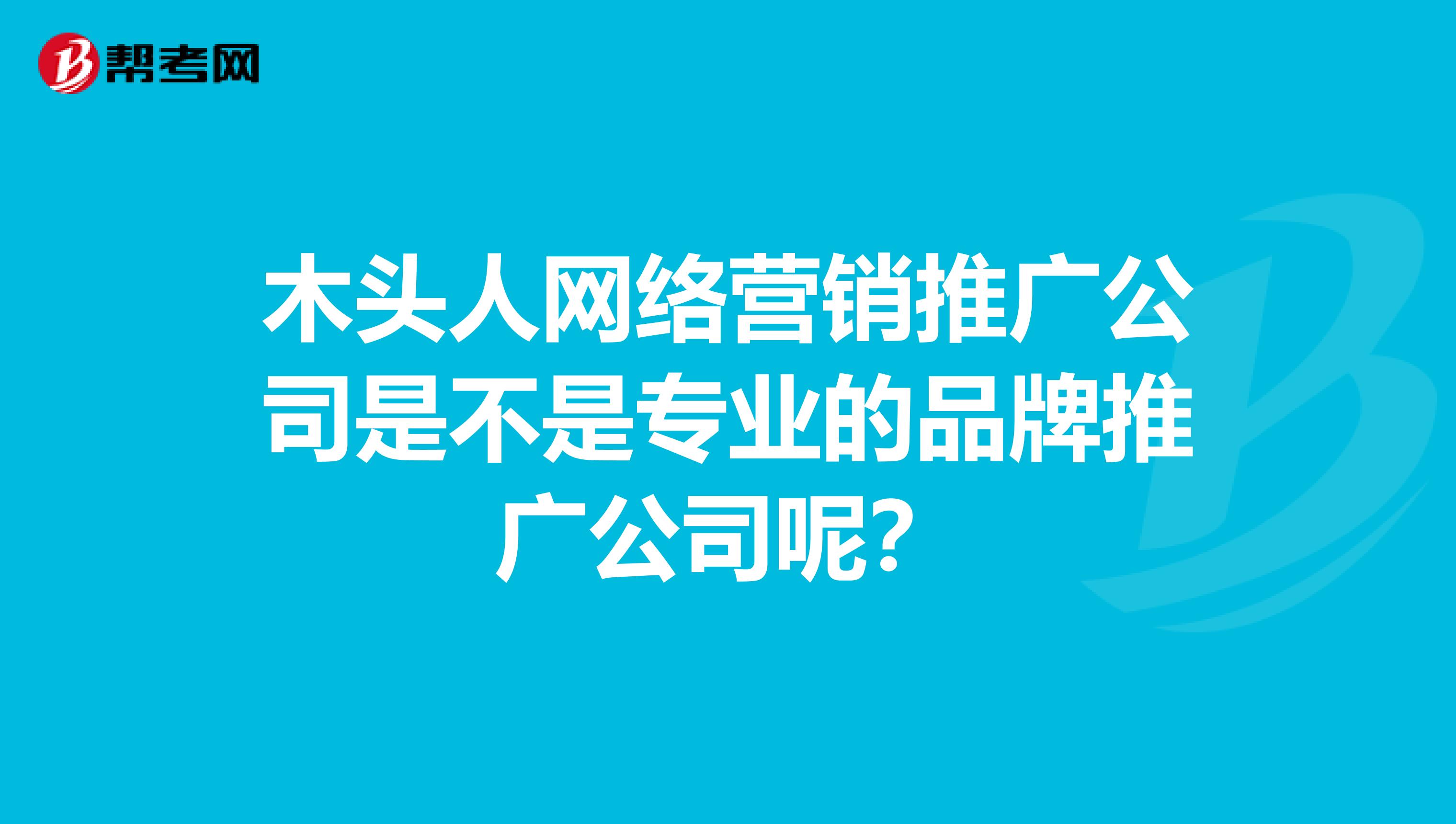 木头人网络营销推广公司是不是专业的品牌推广公司呢？