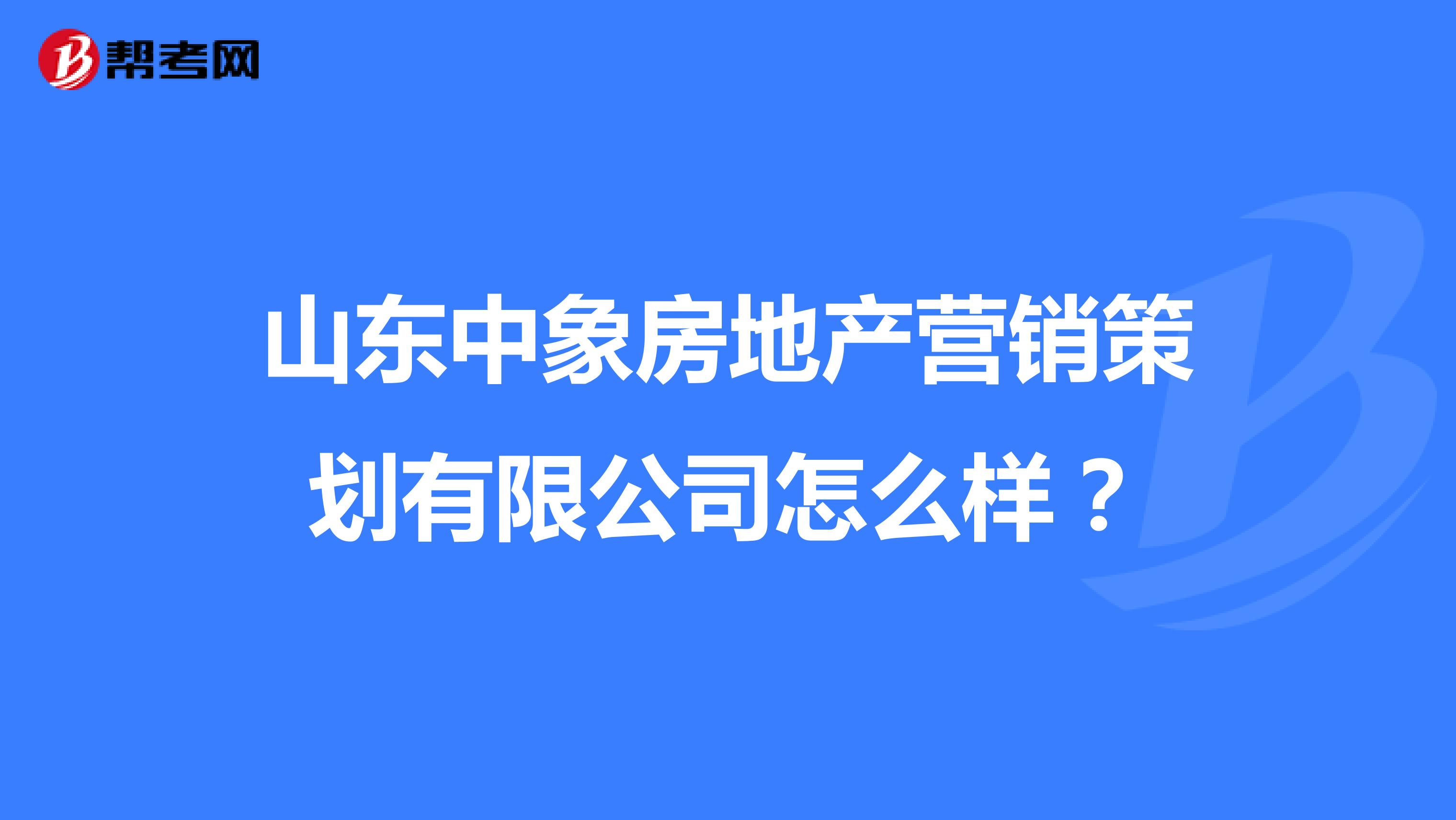 山东中象房地产营销策划有限公司怎么样？