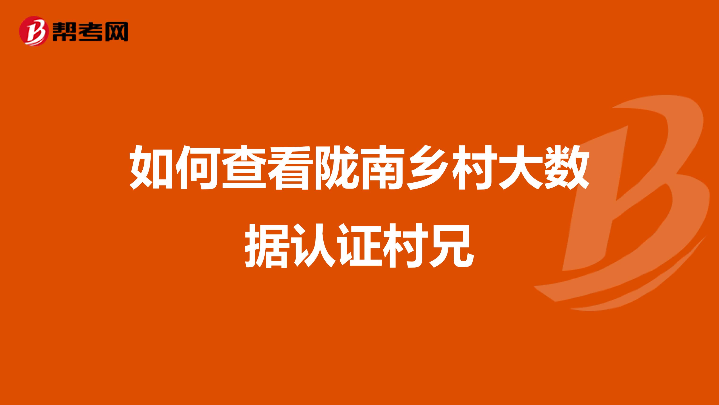 如何查看陇南乡村大数据认证村兄