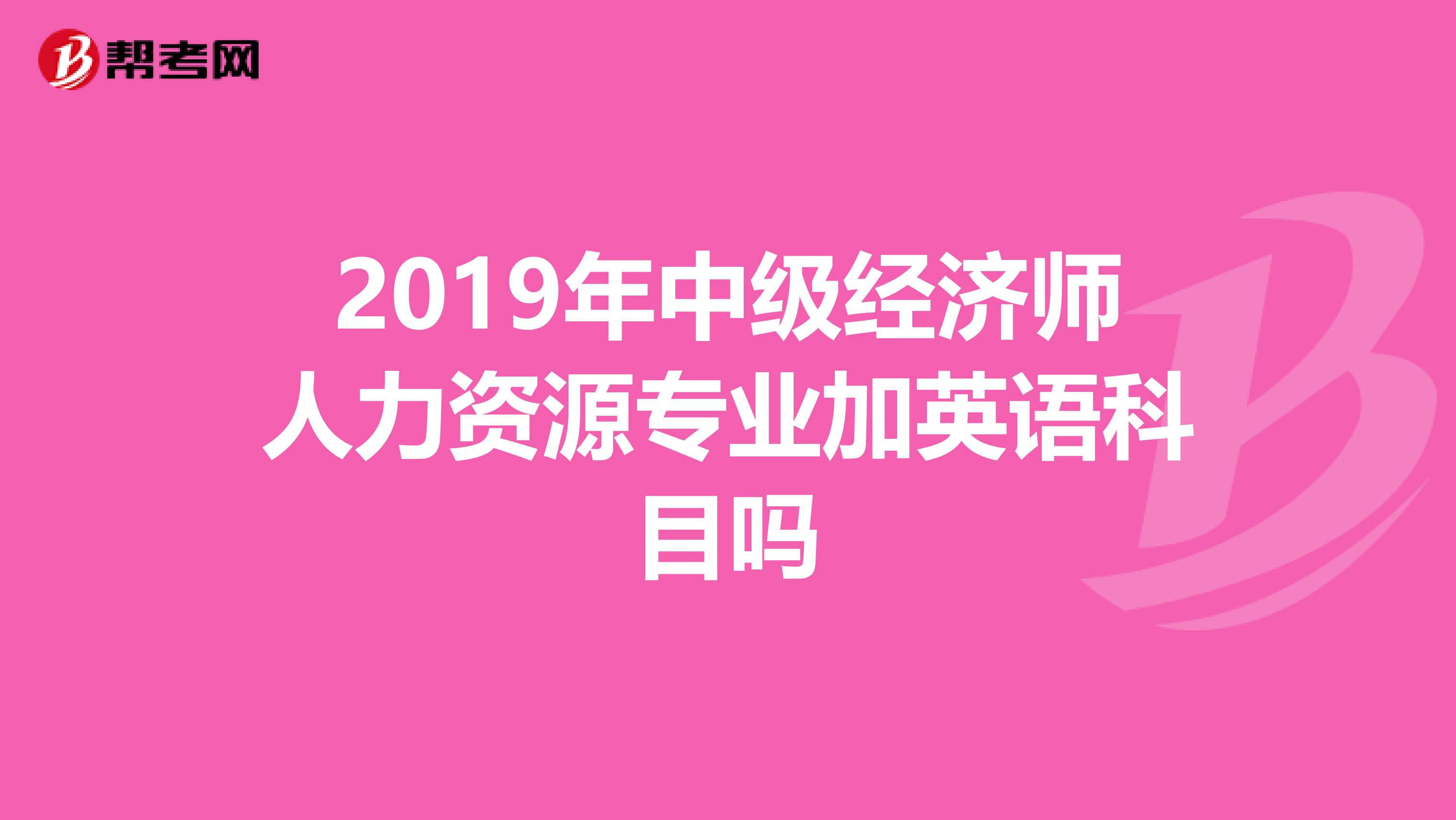 2019年中级经济师人力资源专业加英语科目吗