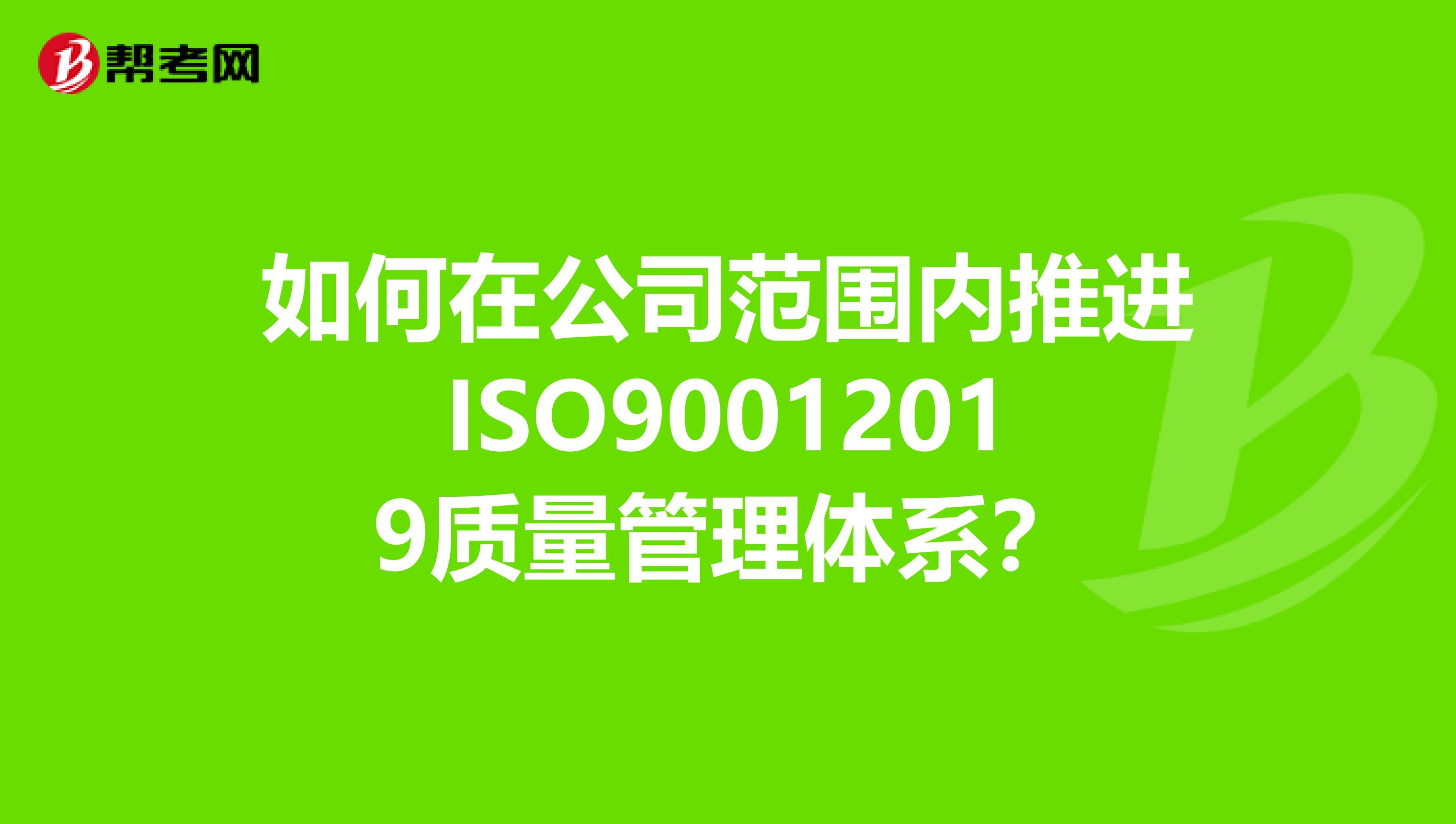 如何在公司范围内推进ISO90012019质量管理体系？