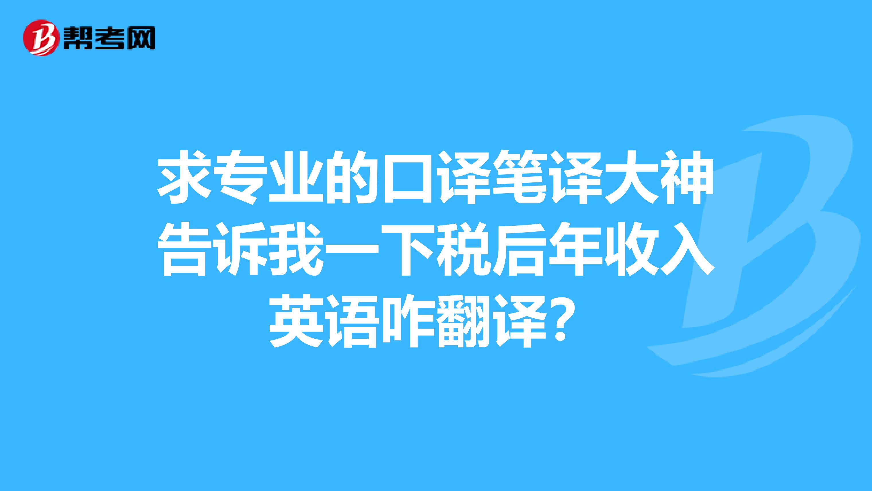 求专业的口译笔译大神告诉我一下税后年收入英语咋翻译？