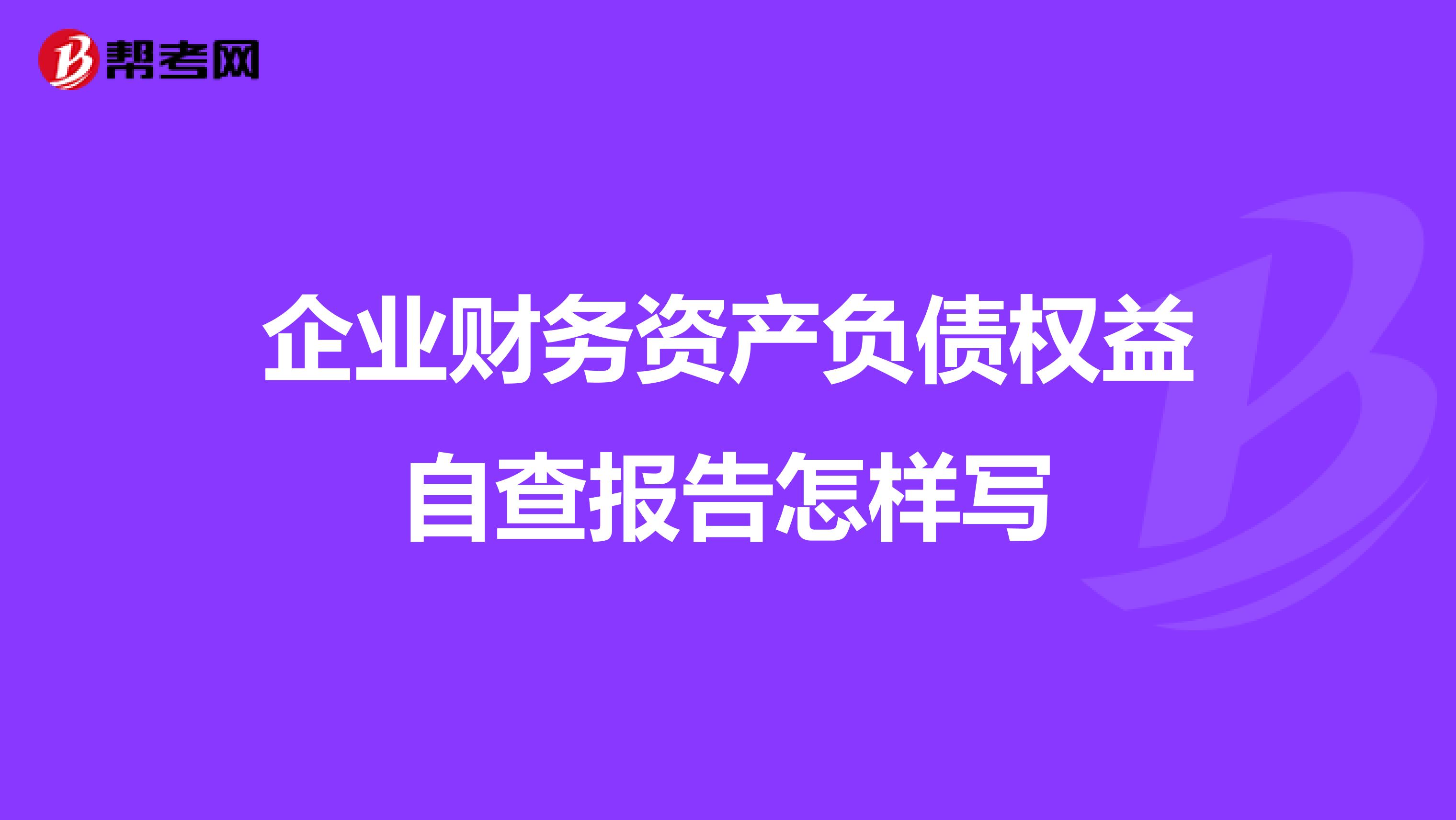 企業財務資產負債權益自查報告怎樣寫