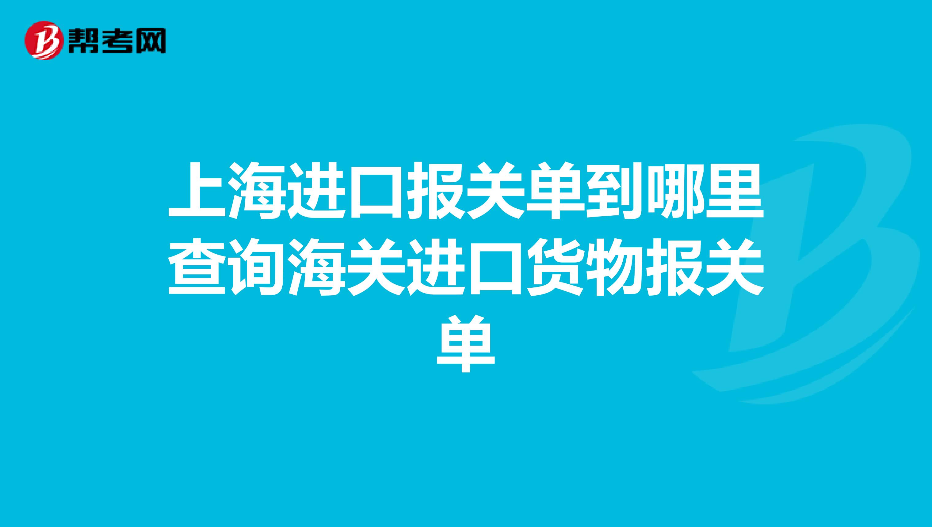 上海进口报关单到哪里查询海关进口货物报关单