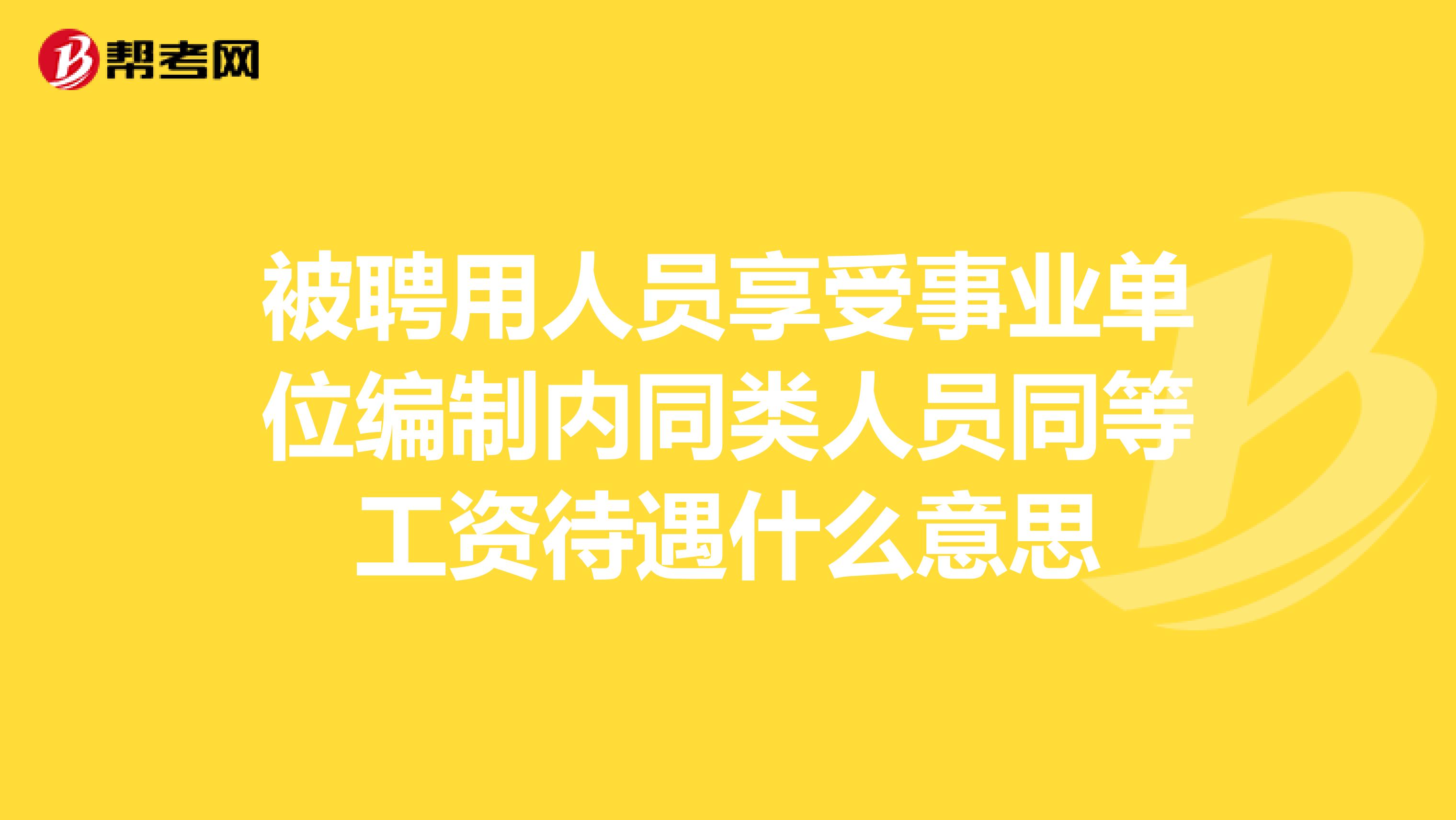 被聘用人员享受事业单位编制内同类人员同等工资待遇什么意思