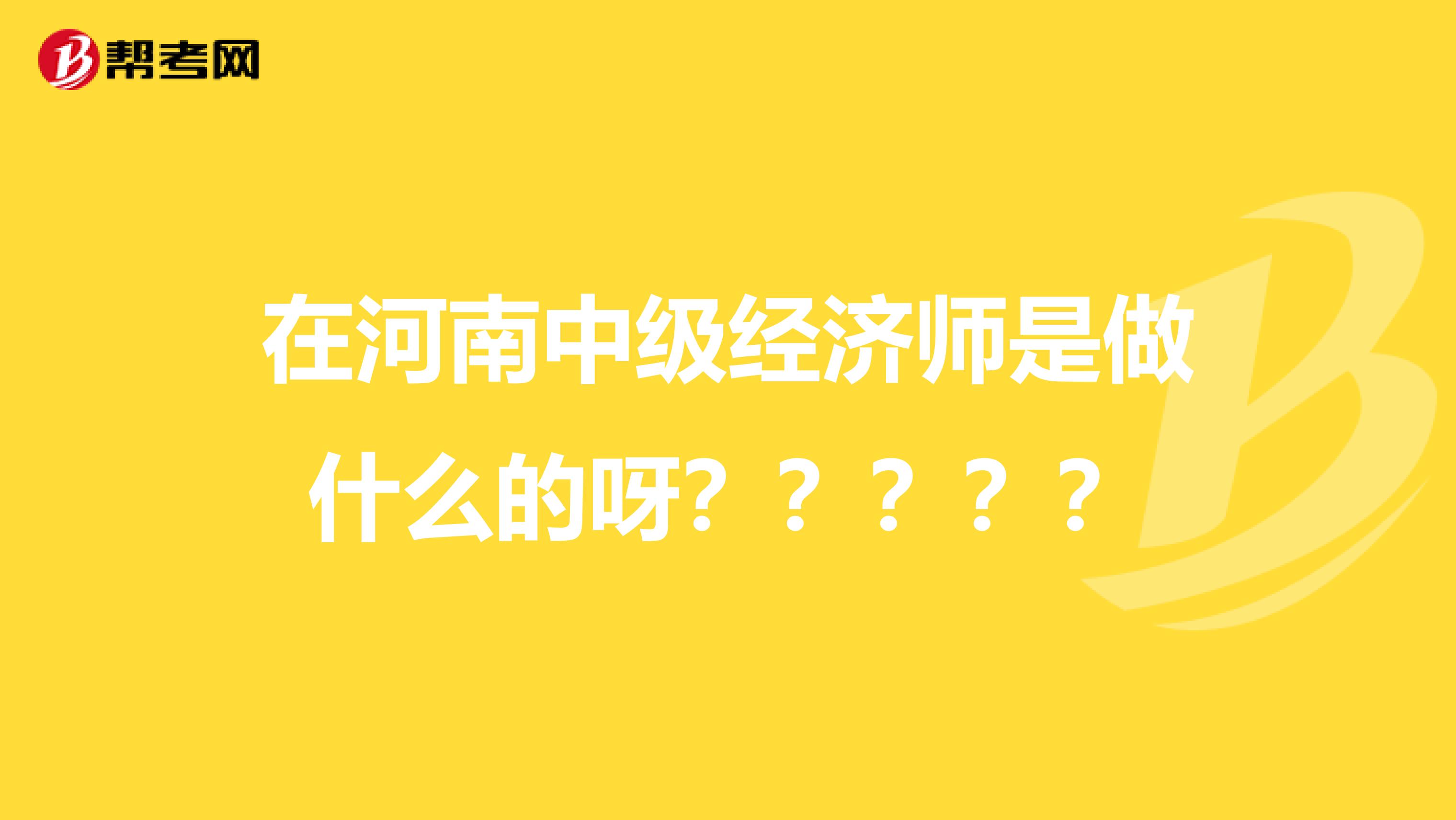 在河南中级经济师是做什么的呀?????