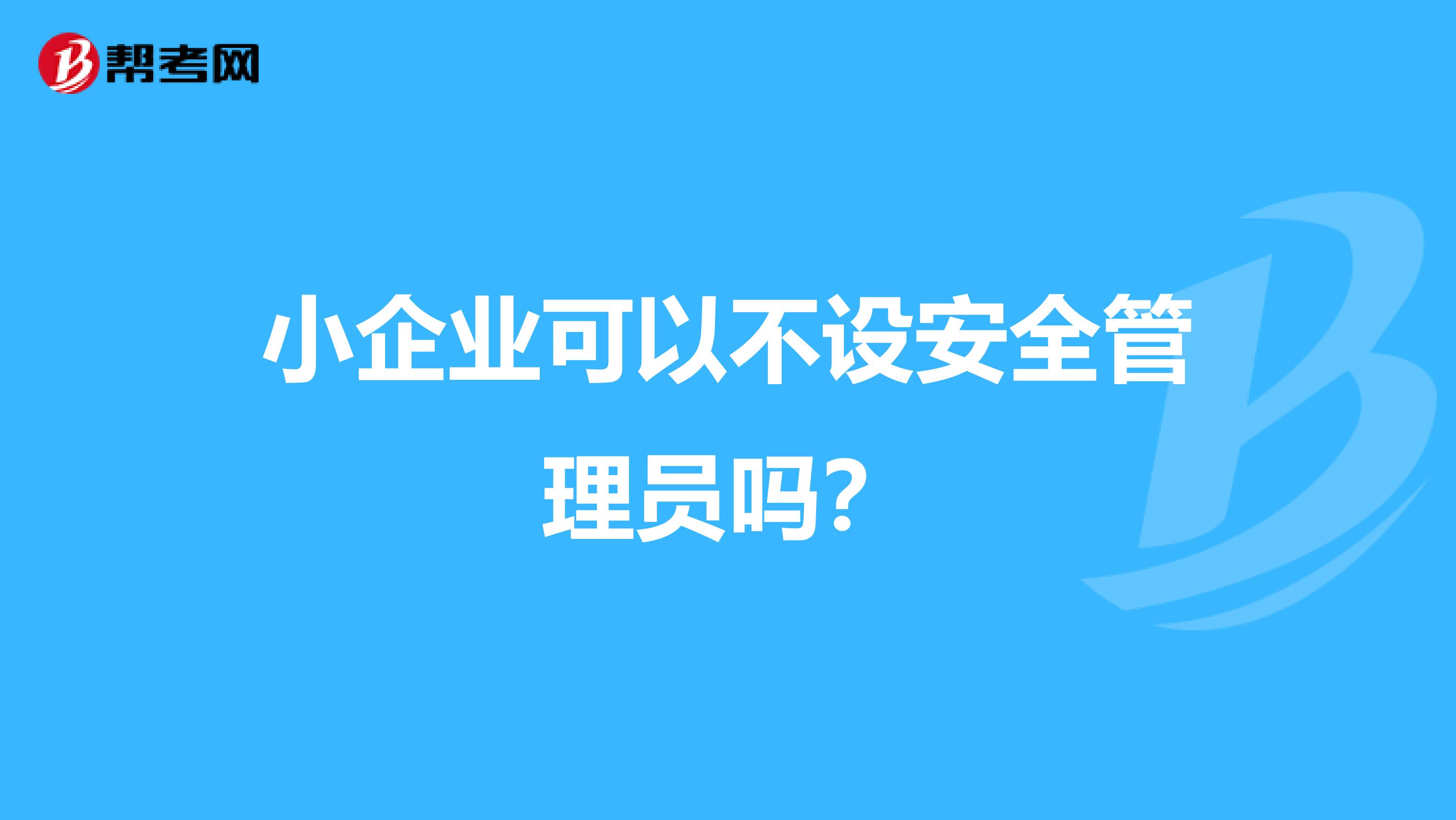 小企业可以不设安全管理员吗？