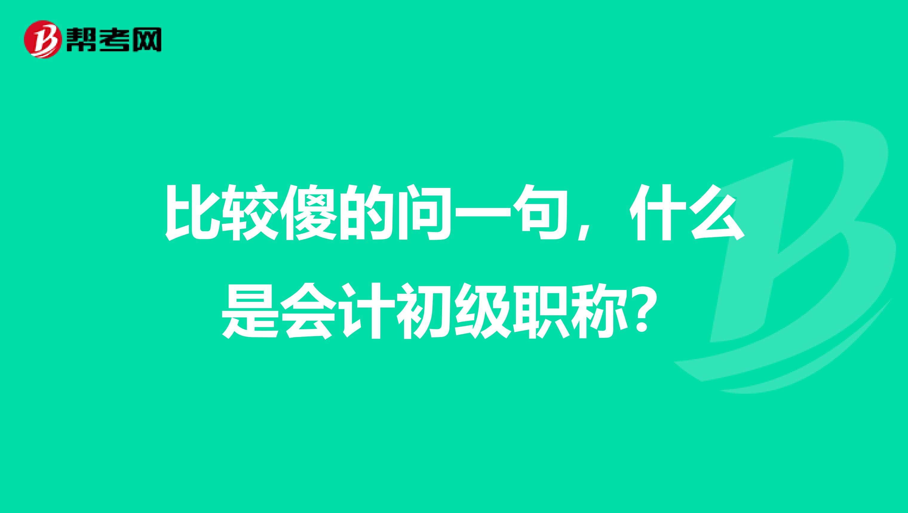 比较傻的问一句，什么是会计初级职称？