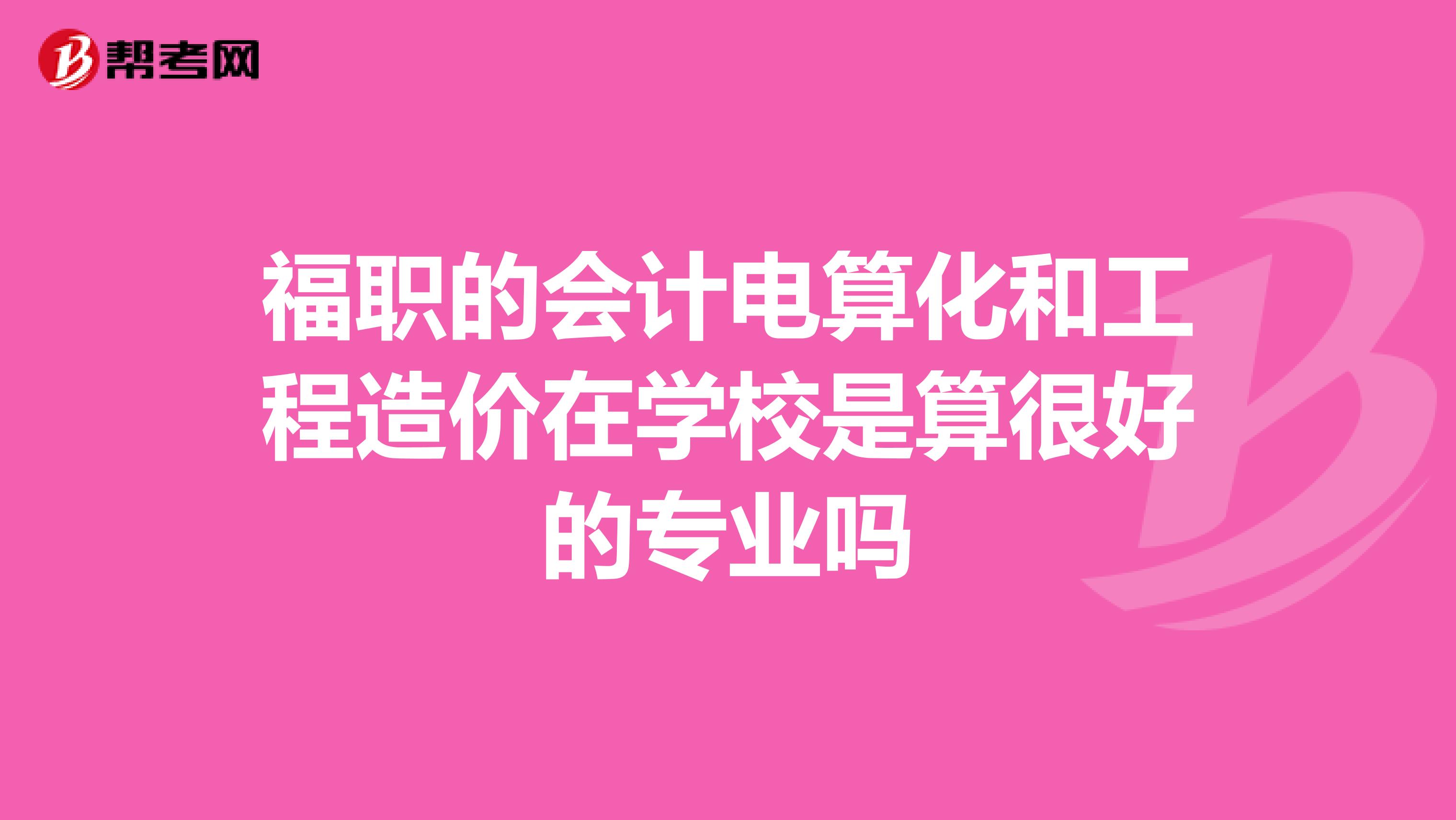 福职的会计电算化和工程造价在学校是算很好的专业吗