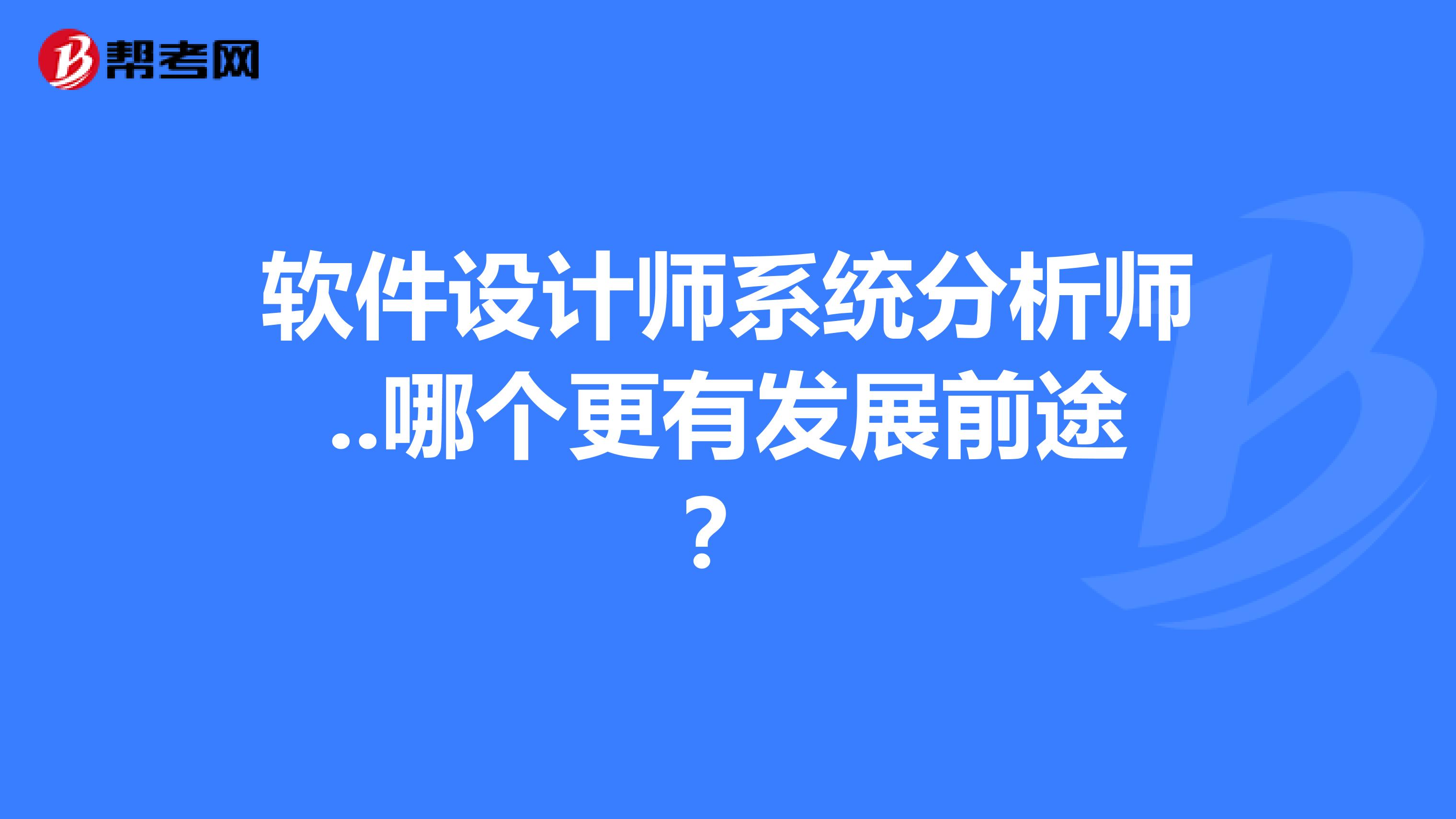 软件设计师系统分析师..哪个更有发展前途？