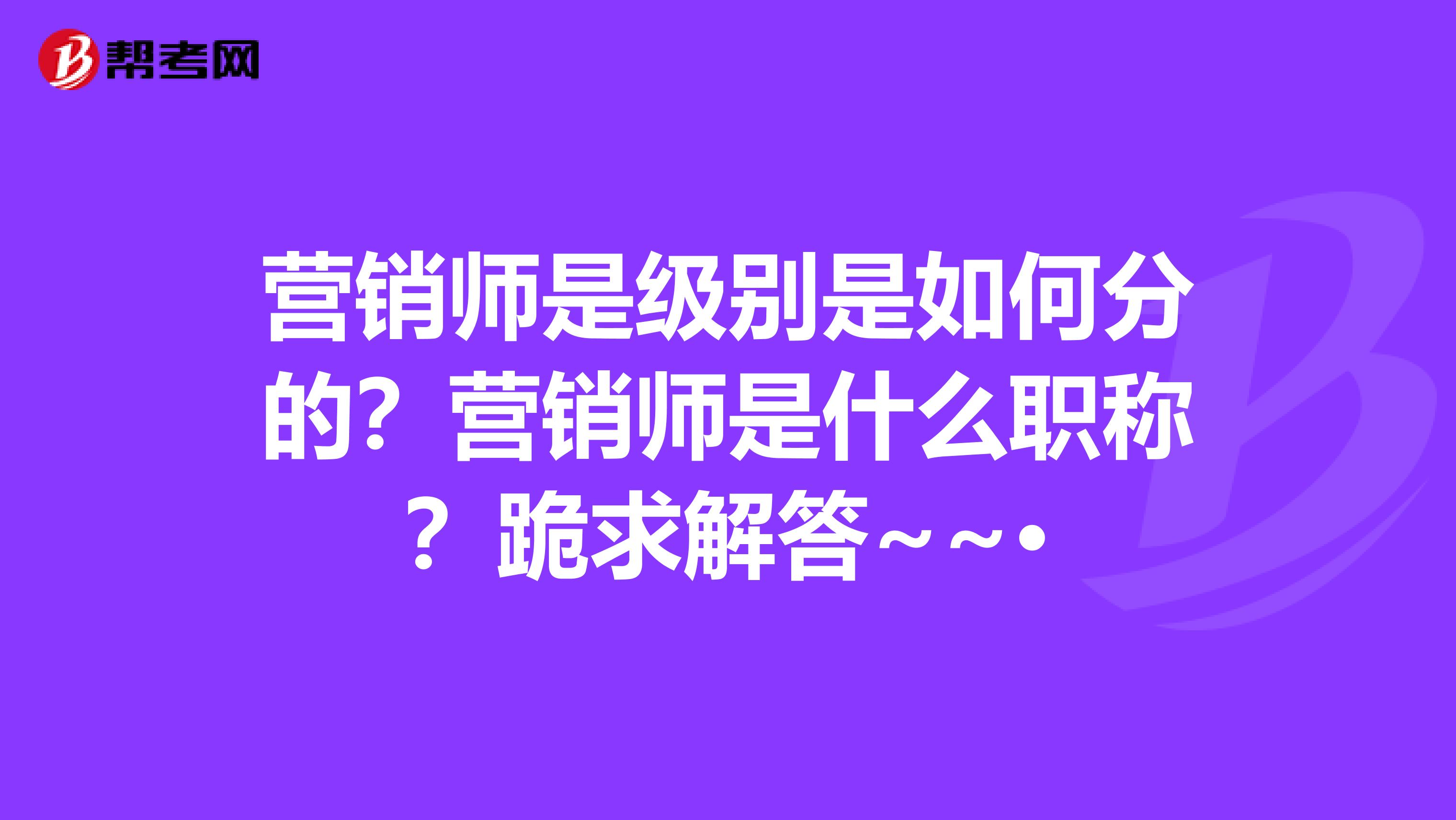 营销师是级别是如何分的?营销师是什么职称?跪求解答~~·