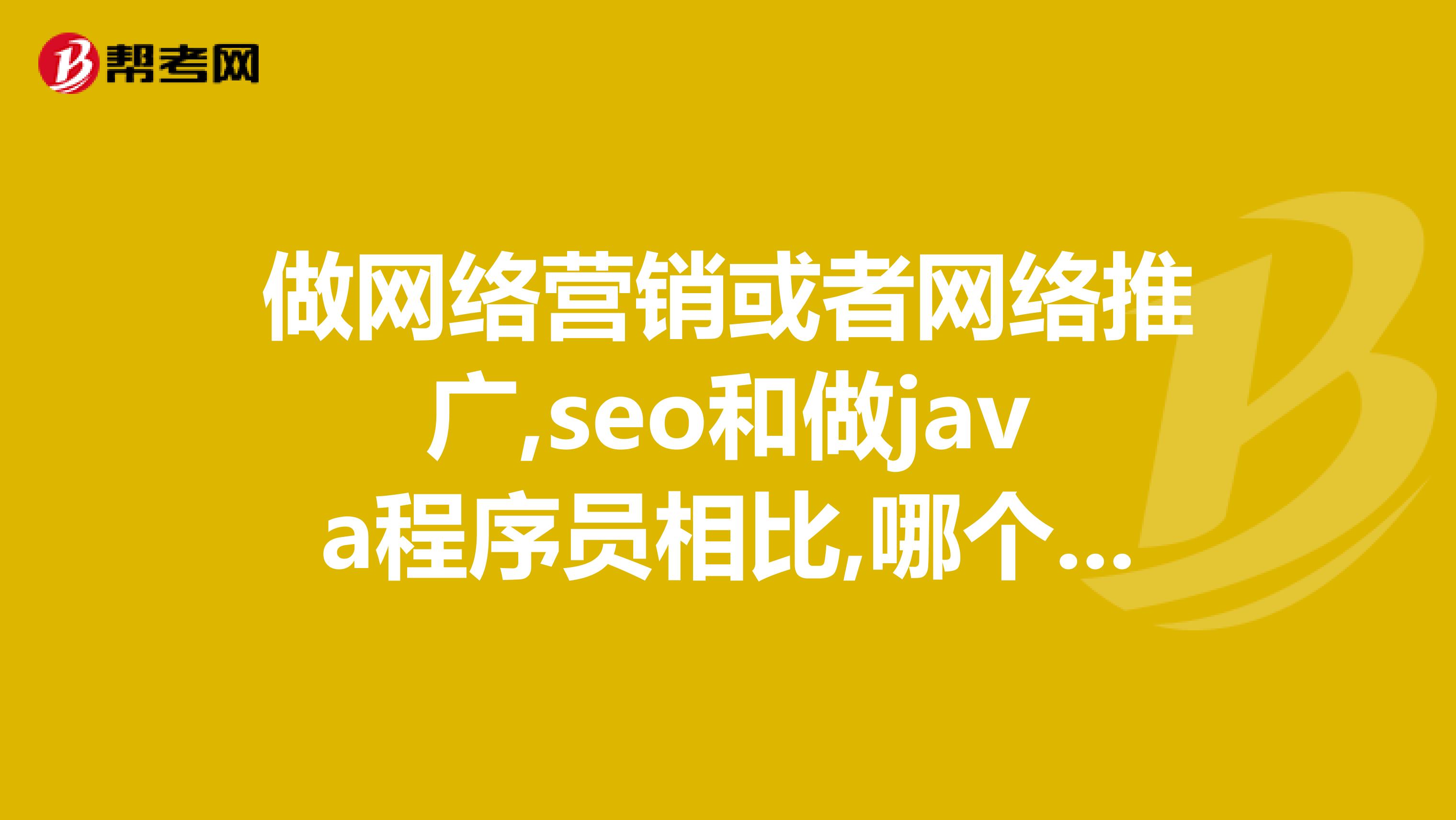 做网络营销或者网络推广,seo和做java程序员相比,哪个更有前途