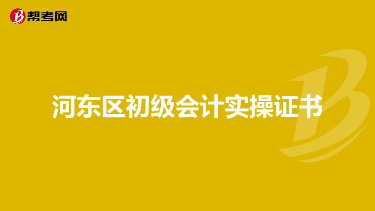 河东区初级会计实操证书