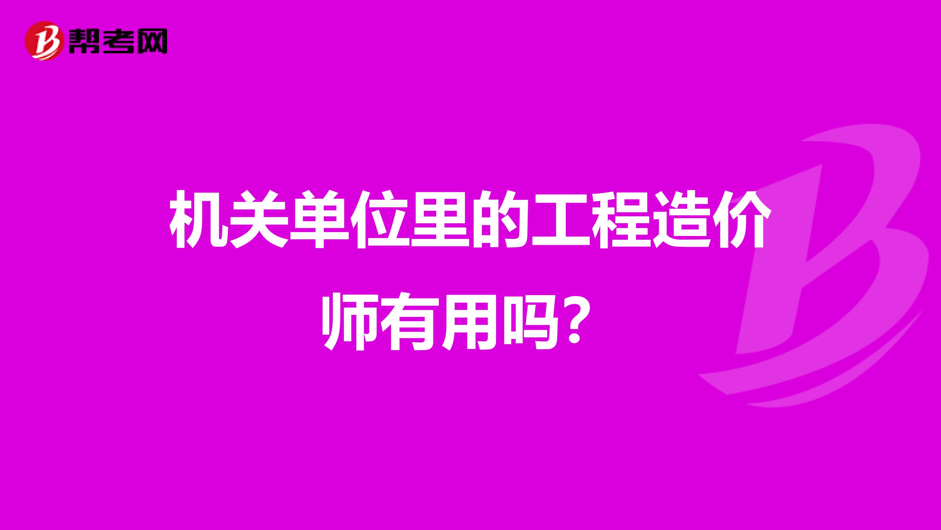 机关单位里的工程造价师有用吗?