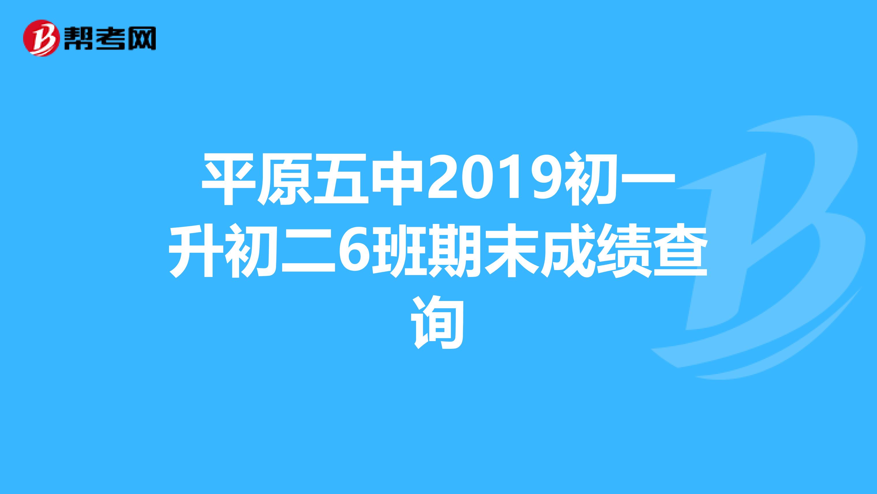 平原五中2019初一升初二6班期末成绩查询