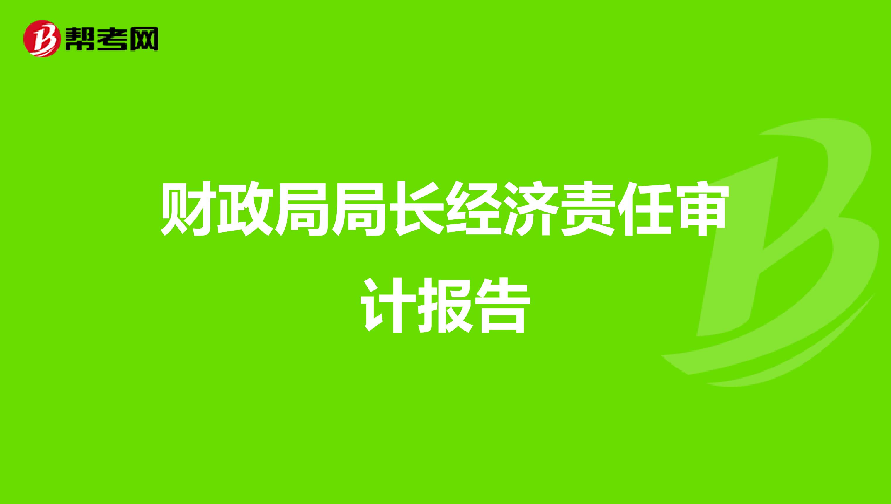 财政局局长经济责任审计报告