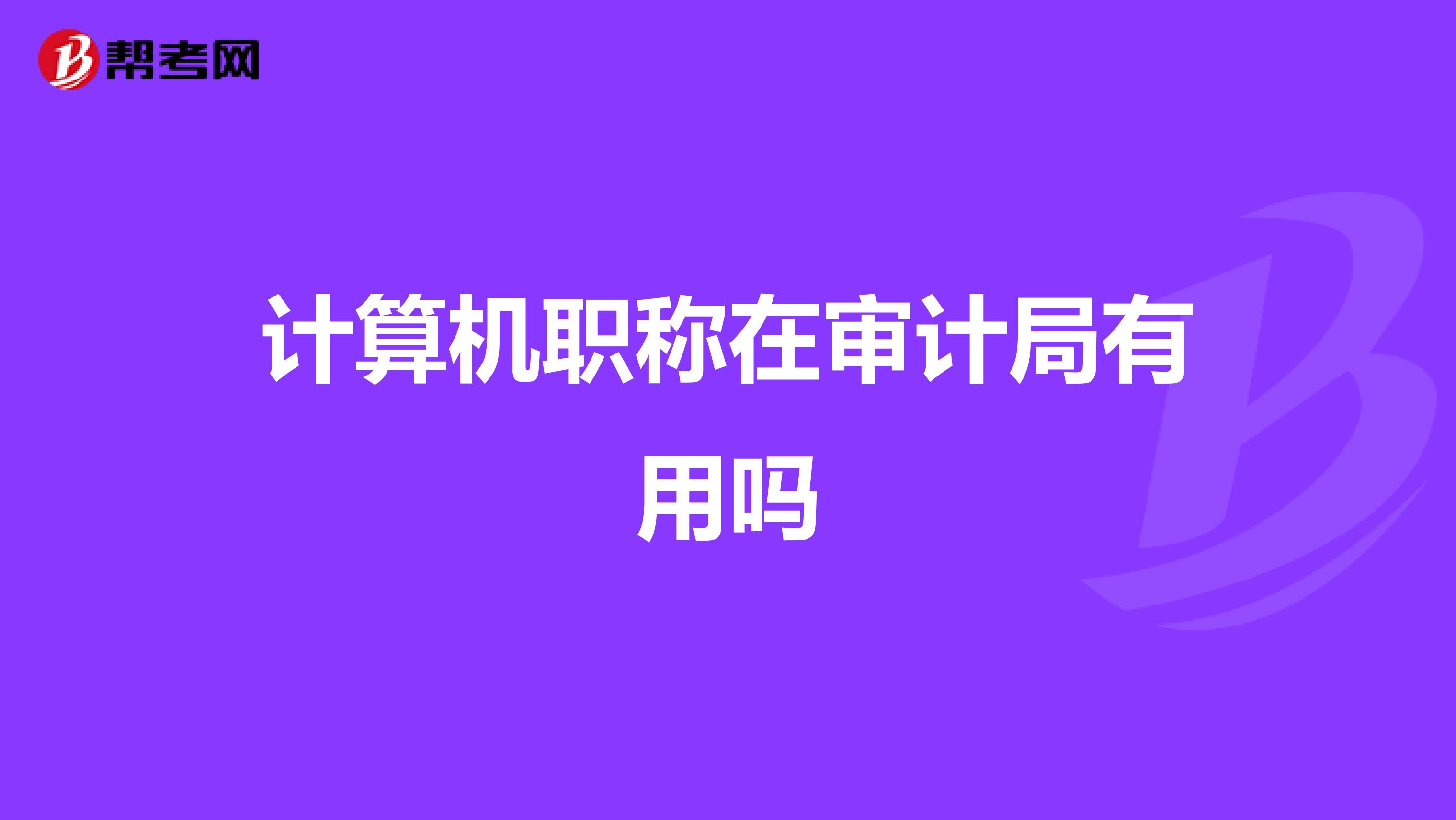 計算機職稱在審計局有用嗎