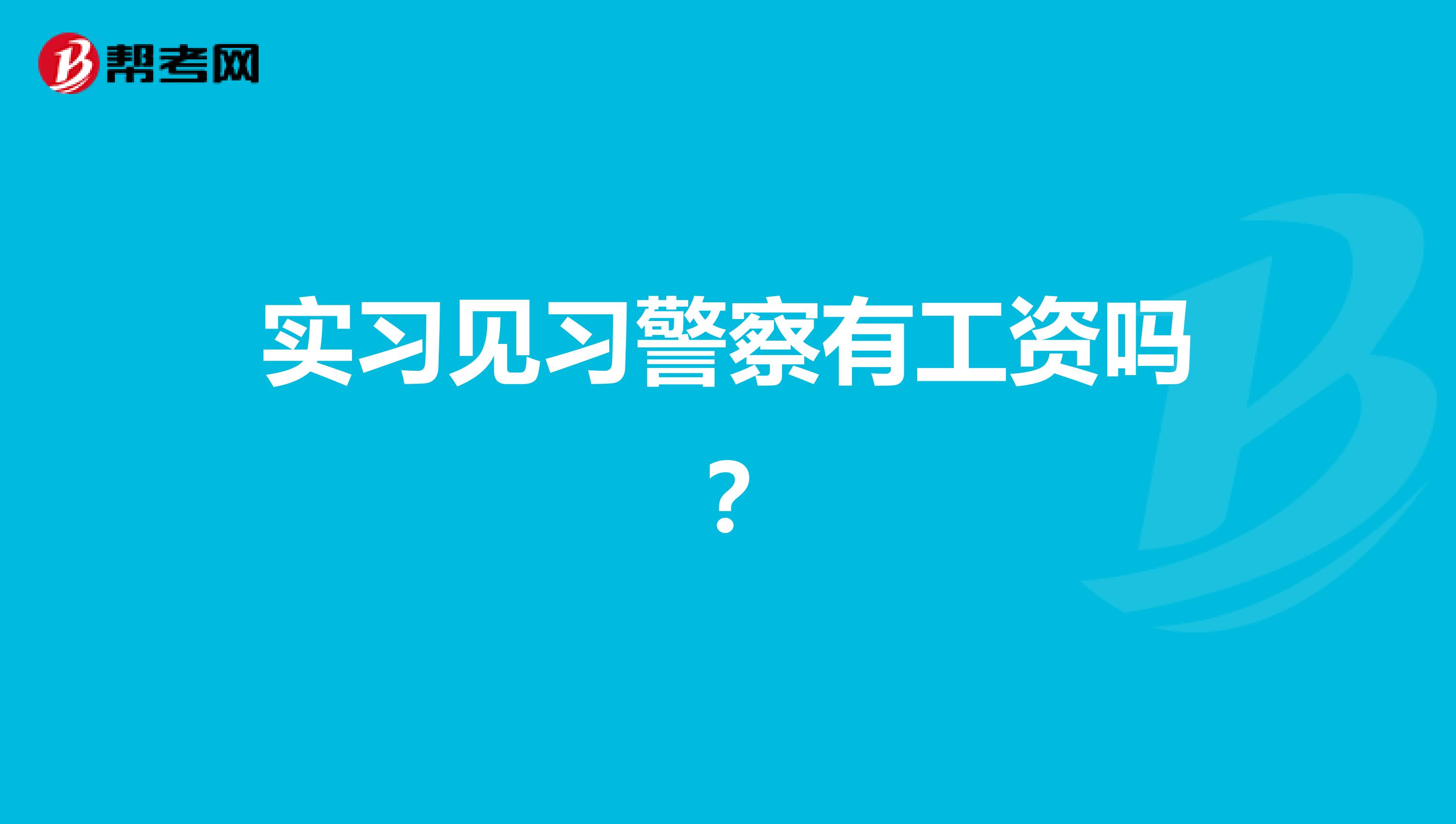 实习见习警察有工资吗?