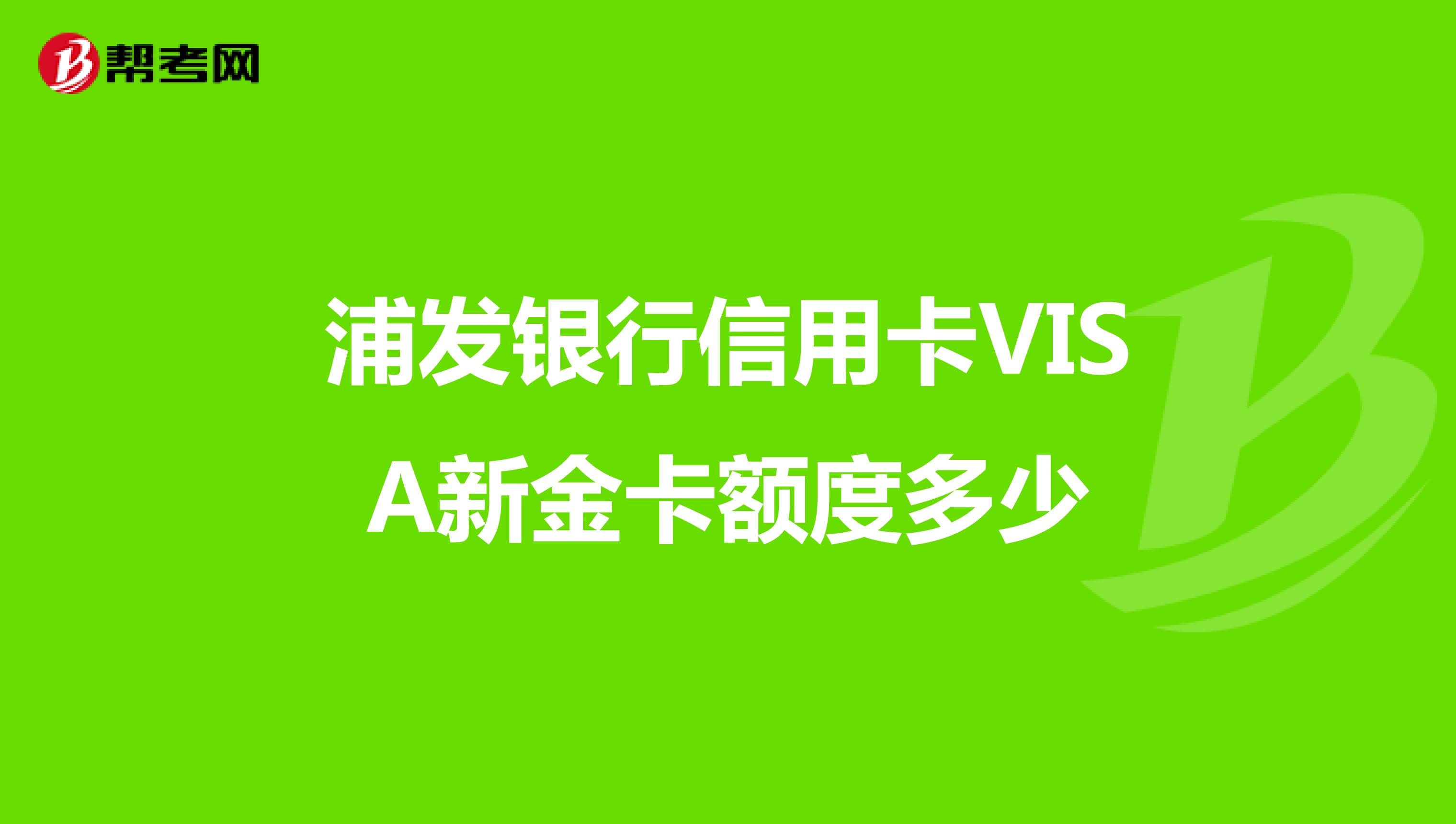 浦发银行信用卡VISA新金卡额度多少