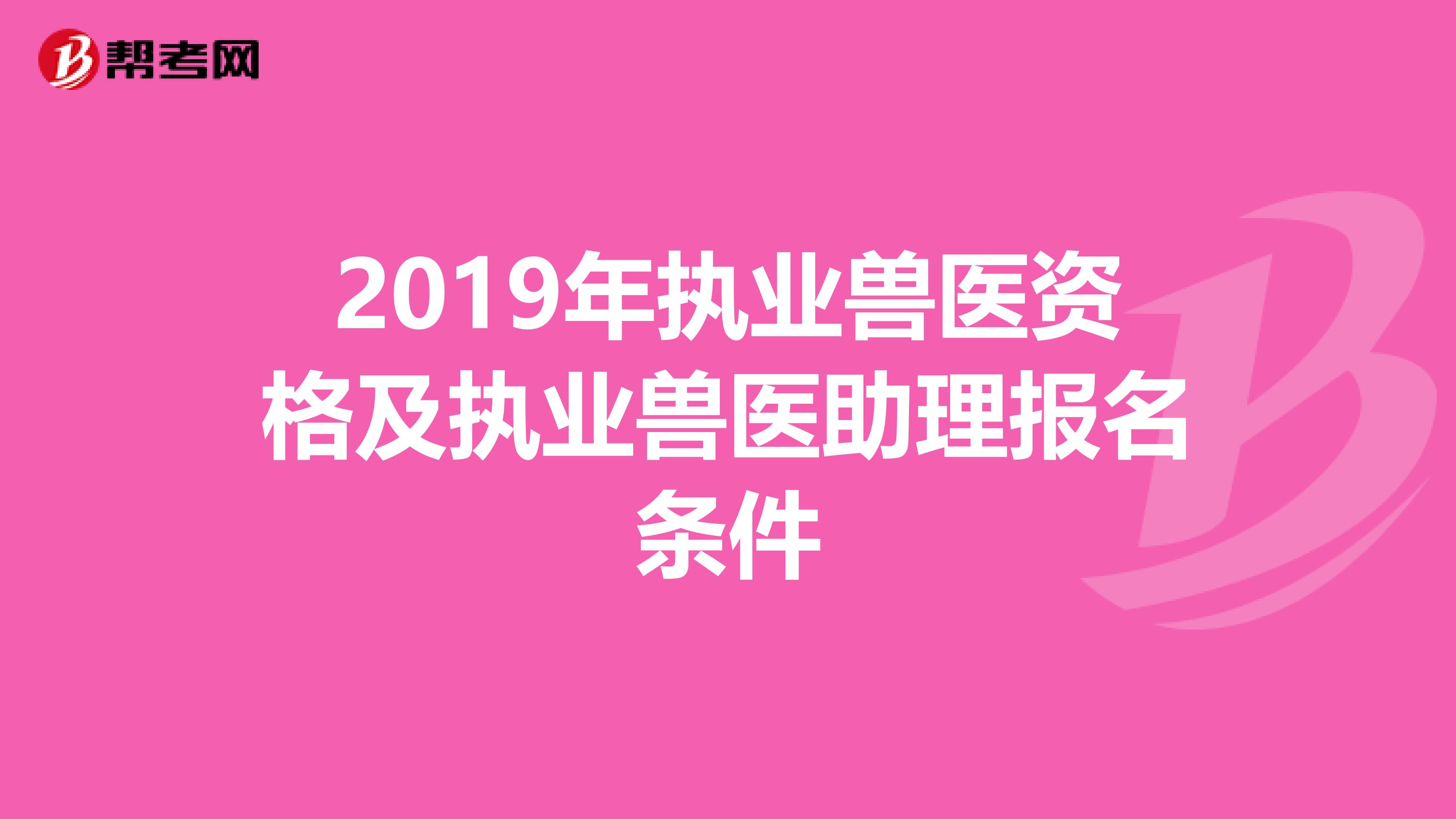 2019年执业兽医资格及执业兽医助理报名条件