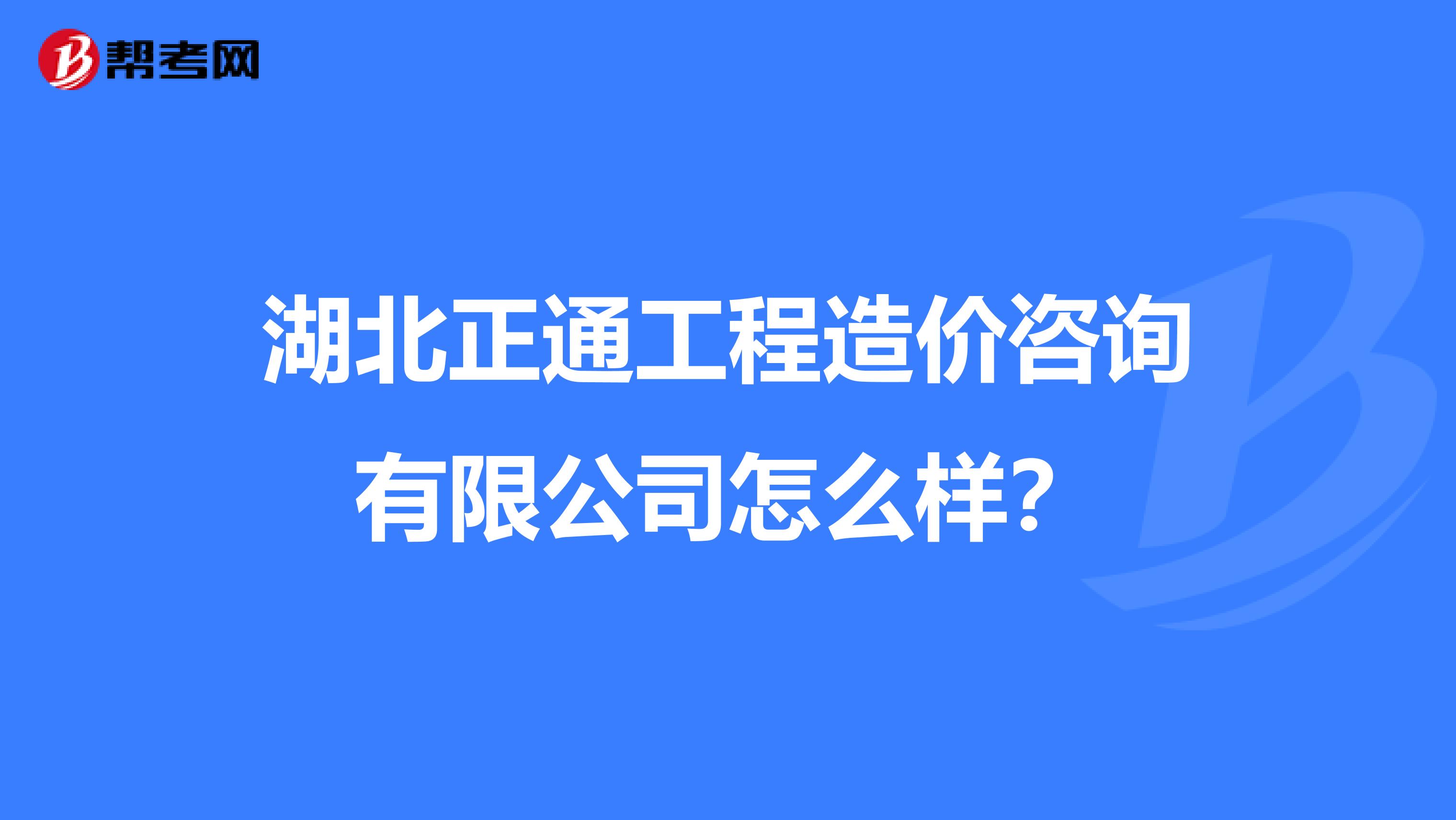 湖北正通工程造价咨询有限公司怎么样？