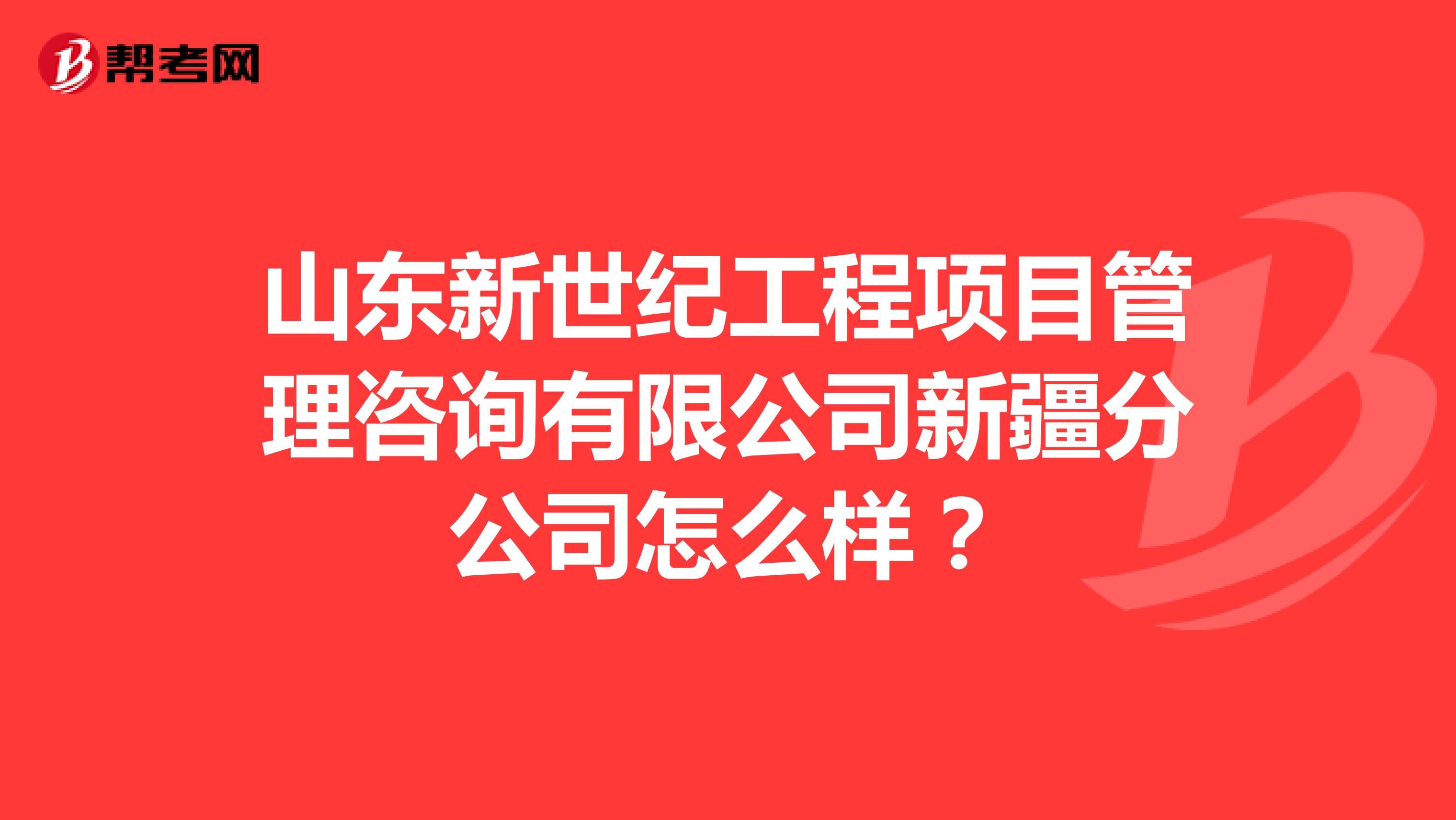 山东新世纪工程项目管理咨询有限公司新疆分公司怎么样？
