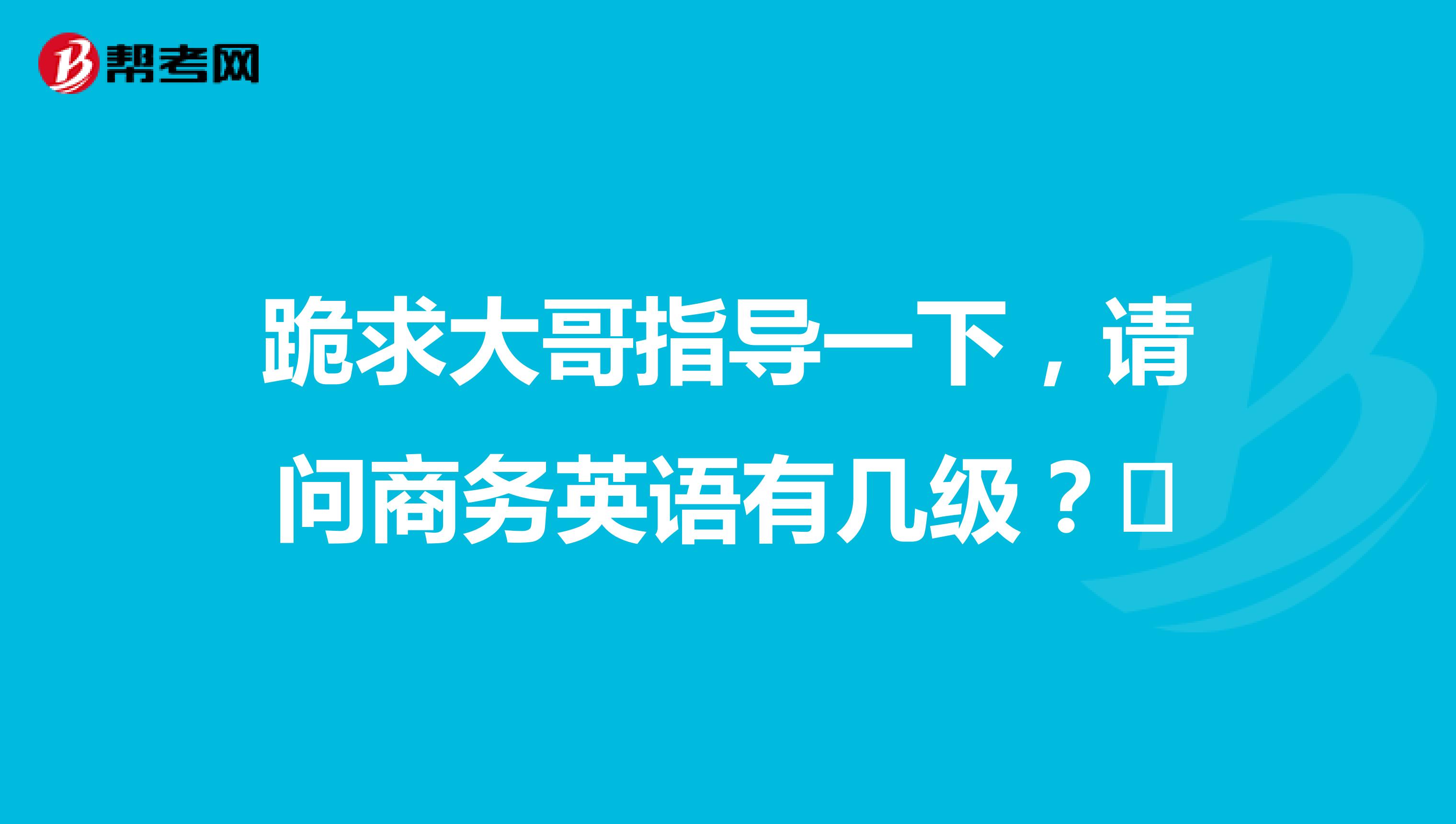 跪求大哥指导一下，请问商务英语有几级？​