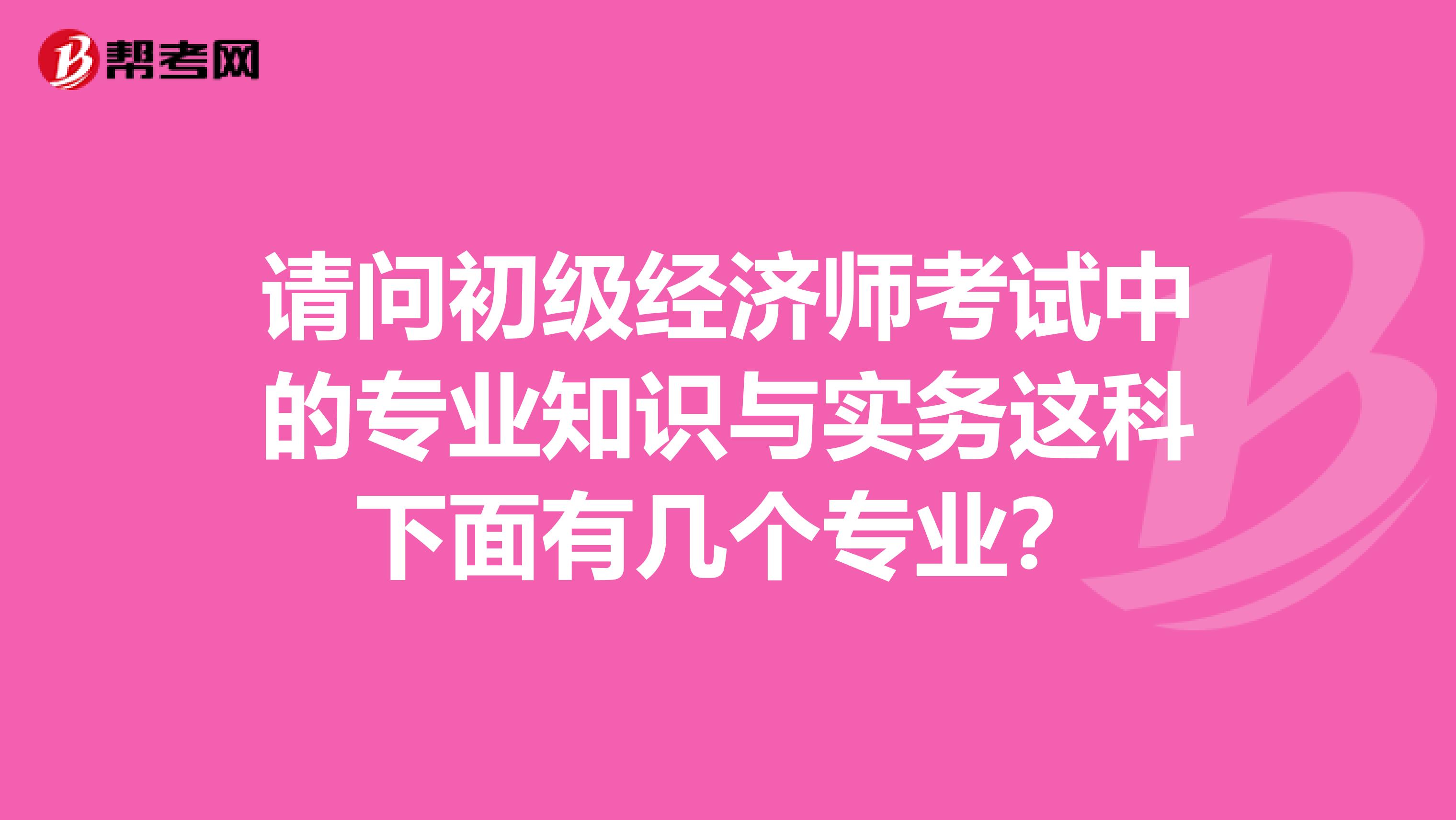 请问初级经济师考试中的专业知识与实务这科下面有几个专业？