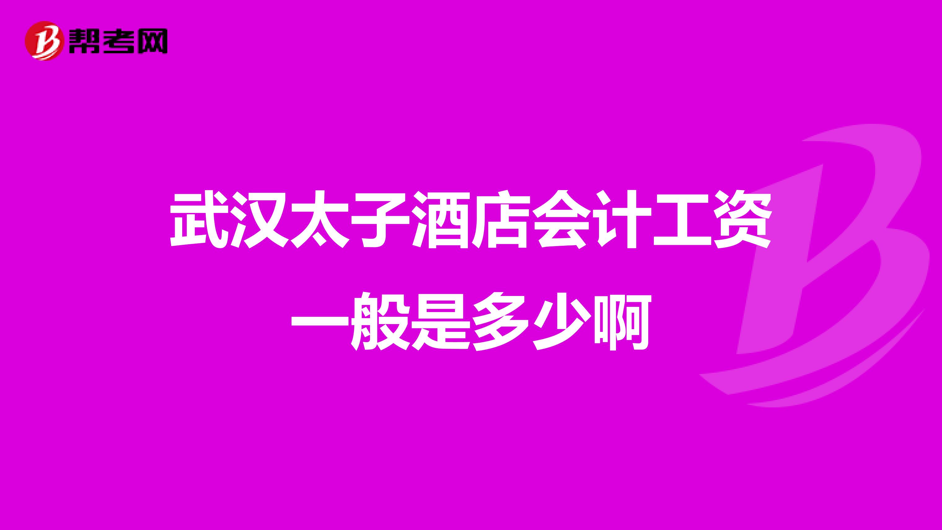 武汉太子酒店会计工资一般是多少啊