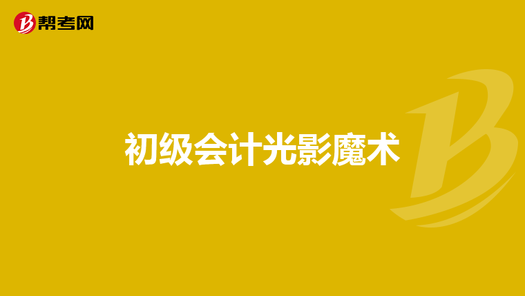 初级会计光影魔术
