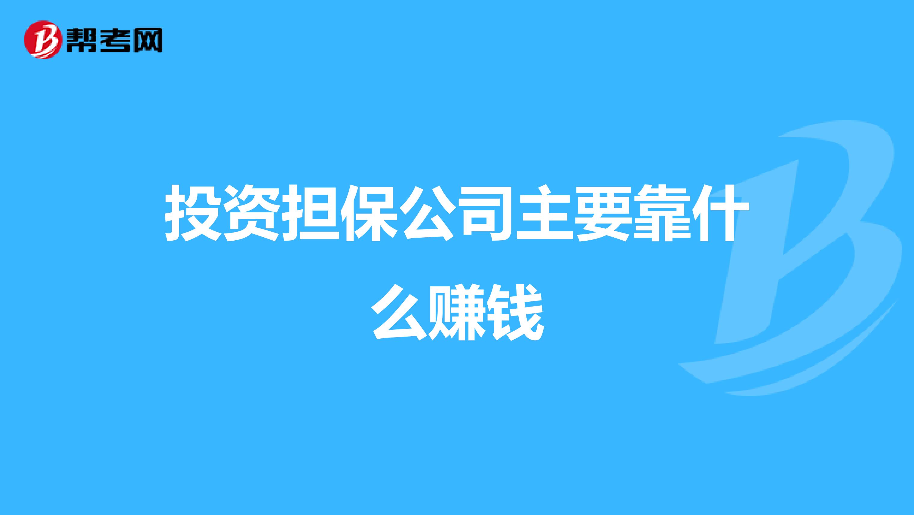 投资担保公司主要靠什么赚钱
