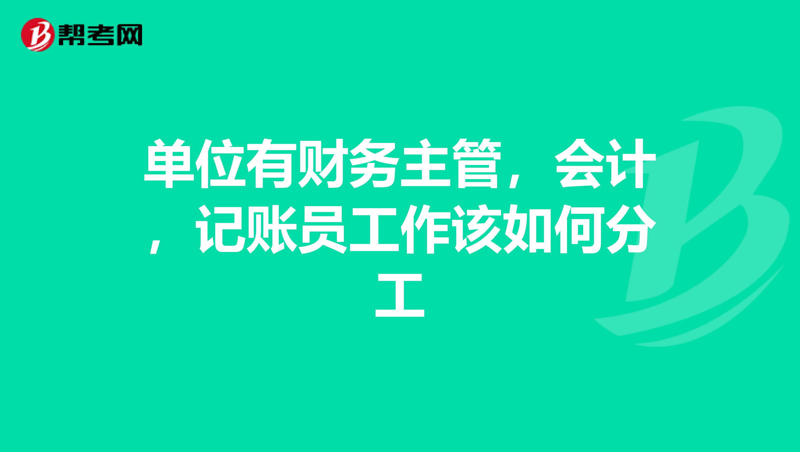 单位有财务主管，会计，记账员工作该如何分工