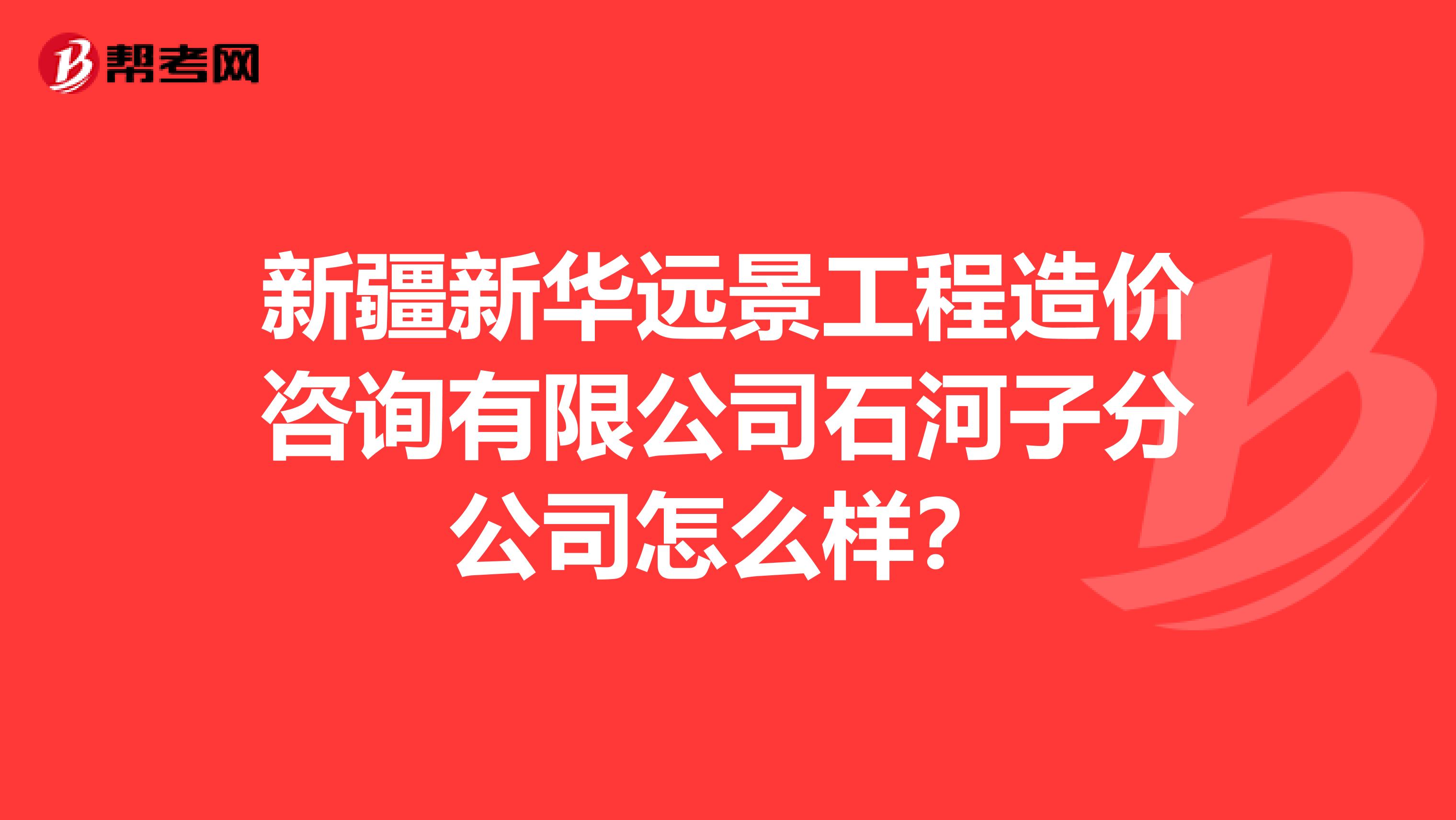 新疆新华远景工程造价咨询有限公司石河子分公司怎么样?