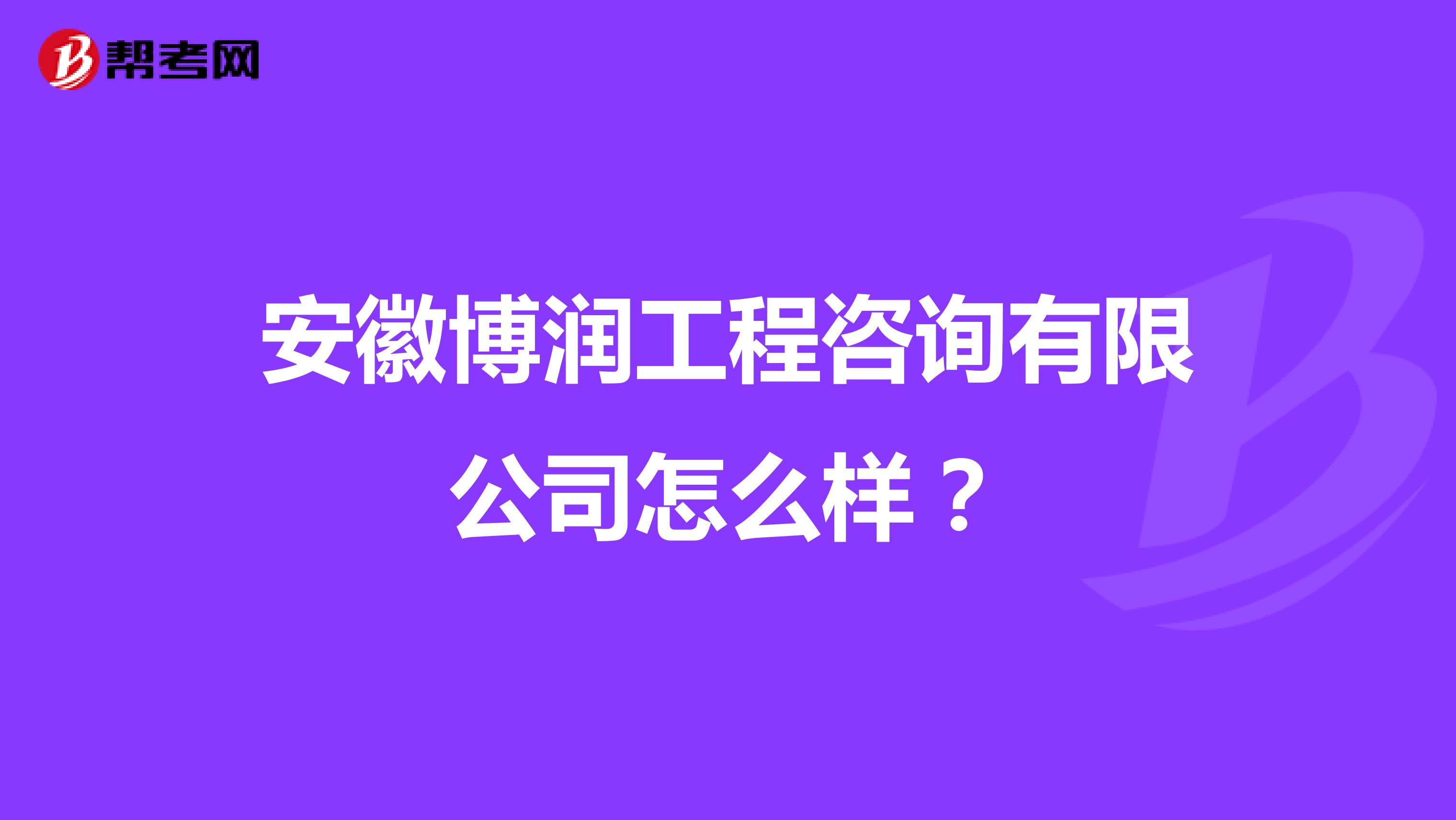 安徽博润工程咨询有限公司怎么样？