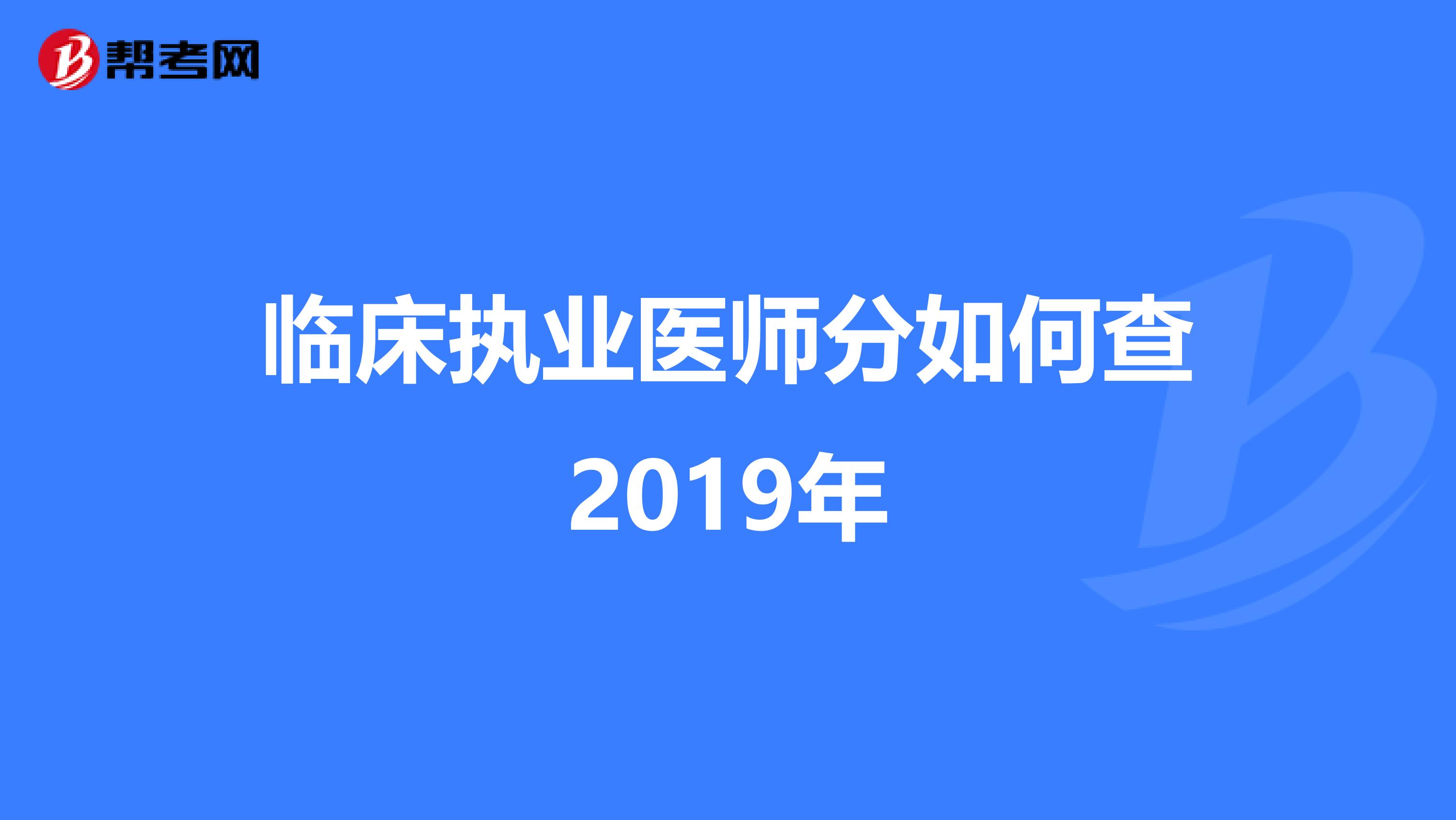 临床执业医师分如何查2019年