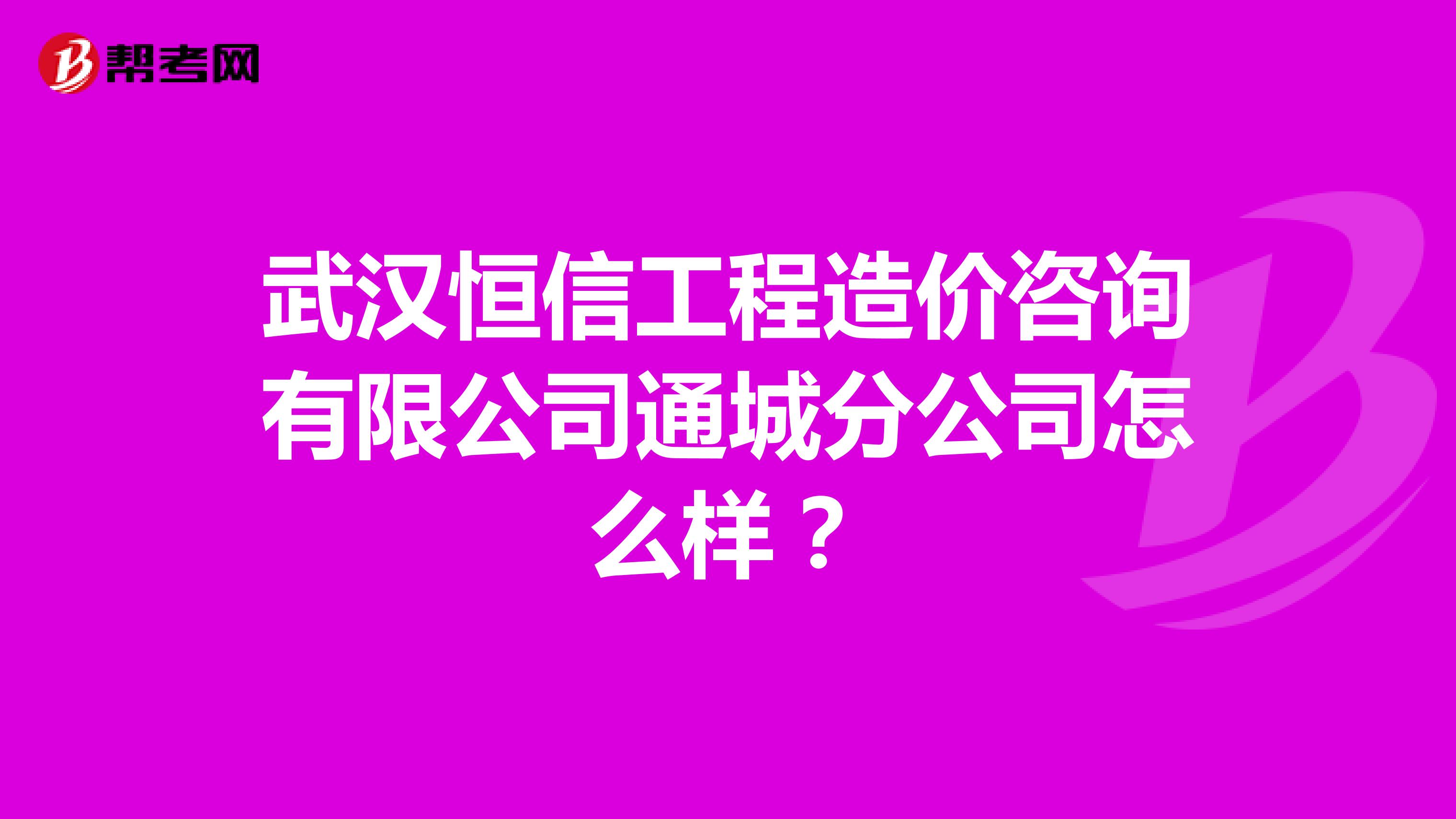 武汉恒信工程造价咨询有限公司通城分公司怎么样？