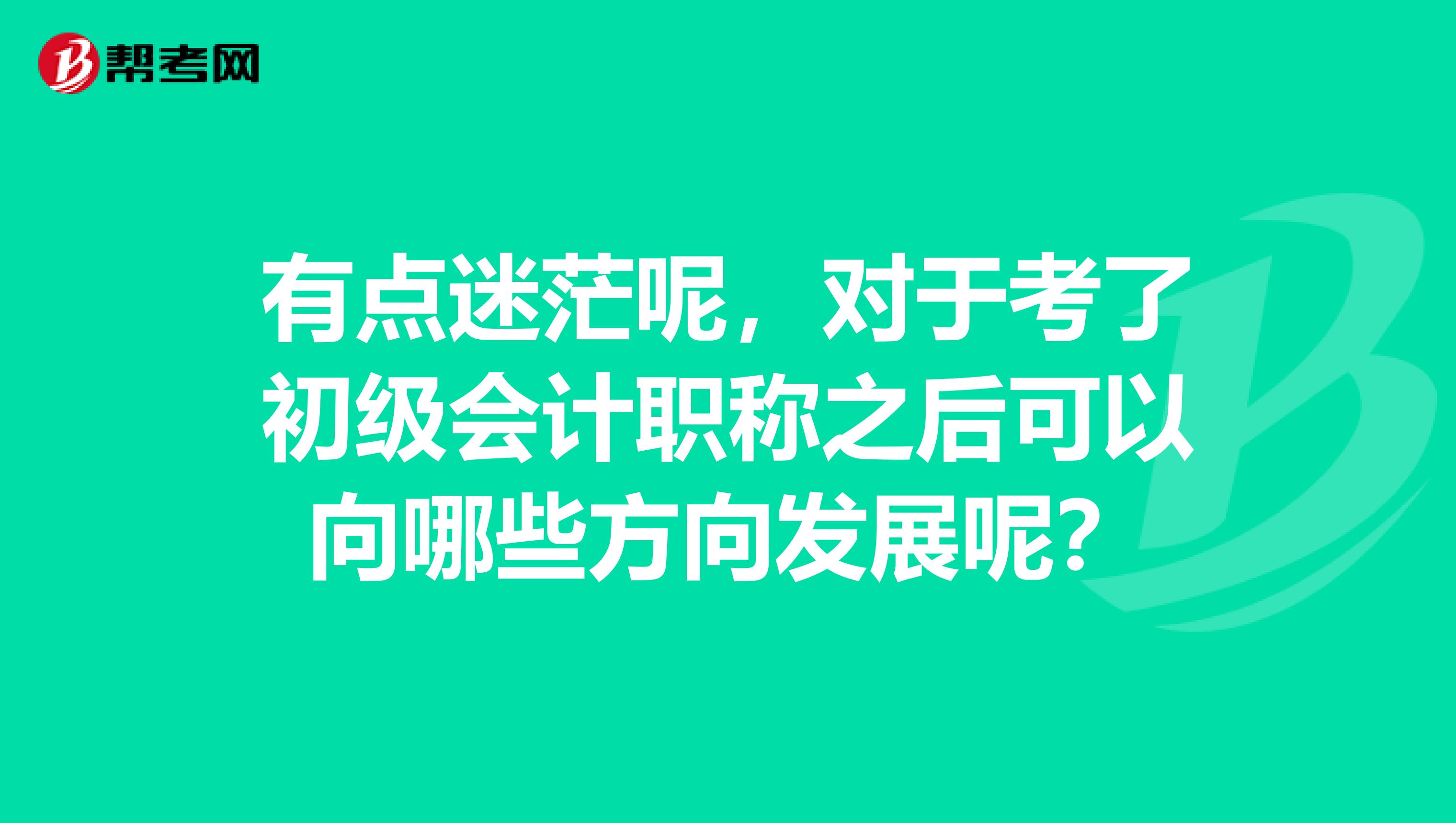有点迷茫呢,对于考了初级会计职称之后可以向哪些方向发展呢?