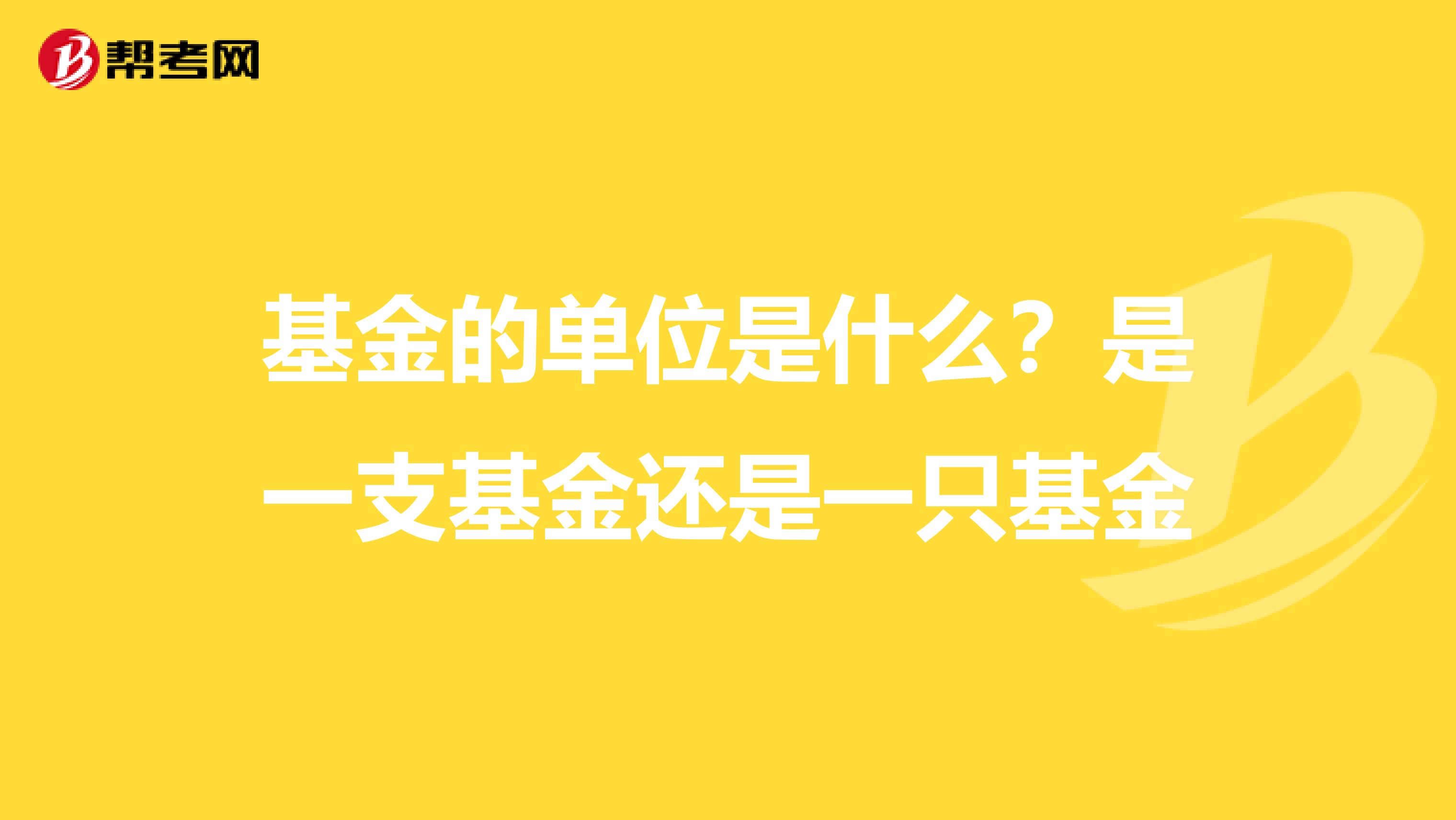 基金的单位是什么？是一支基金还是一只基金