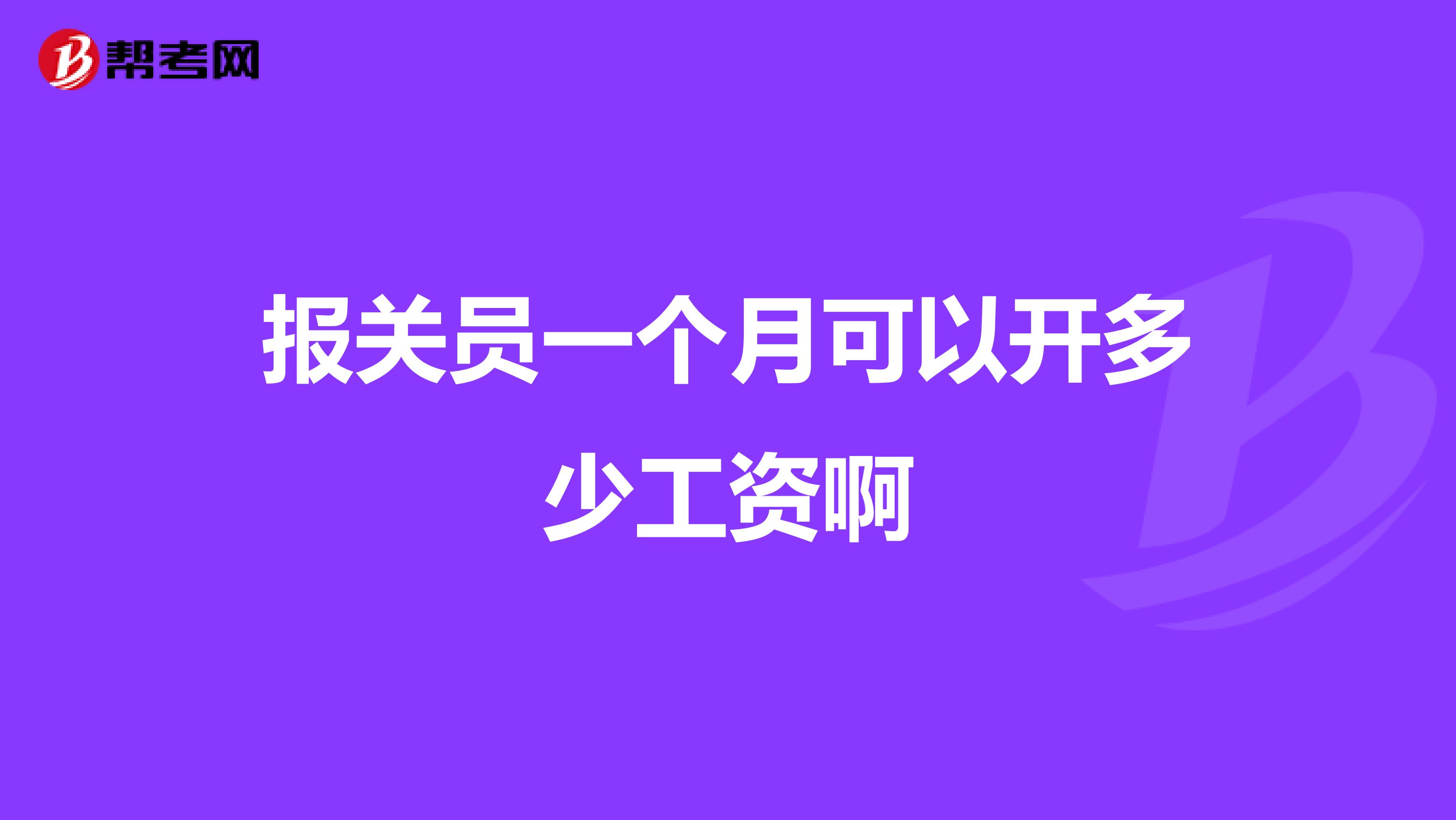 报关员一个月可以开多少工资啊