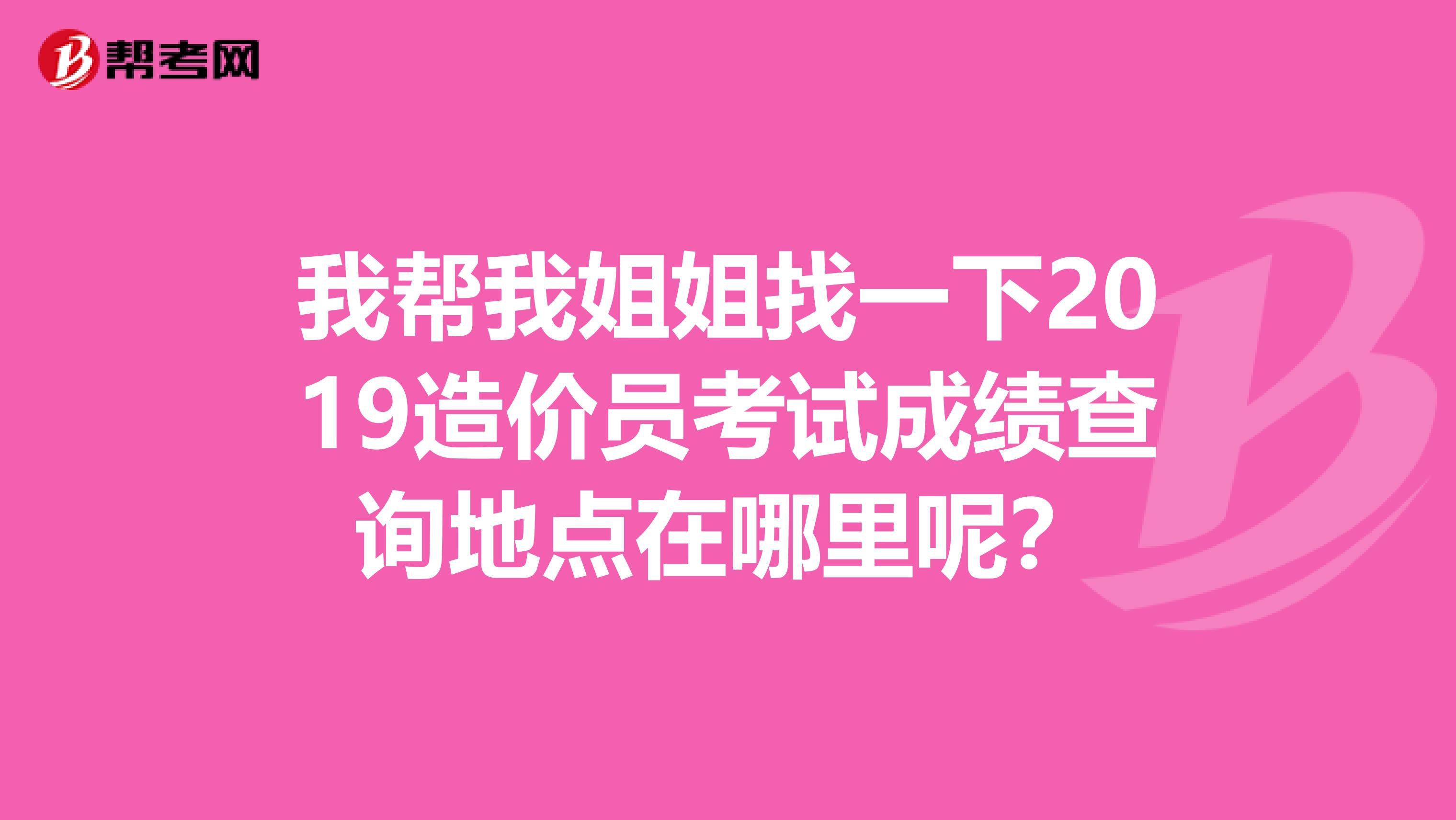我帮我姐姐找一下2019造价员考试成绩查询地点在哪里呢？